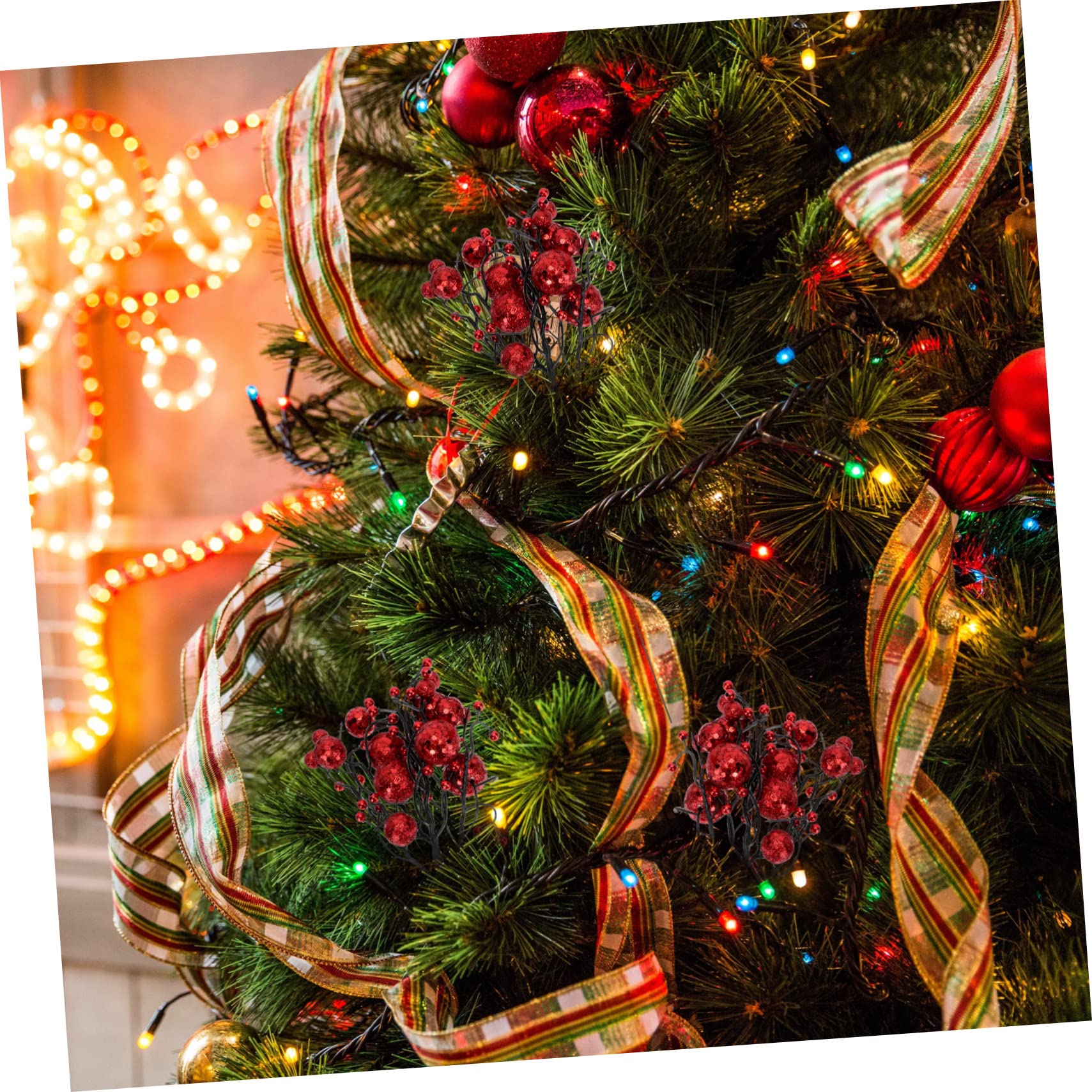 Amosfun 36 STK Beerenbündel Stecklinge Weihnachtliche Beerenpflücker Weihnachtsbeere Ornament Kranz Dekore Selber Machen Weihnachtsschmuck Simulation Beerenzweige Blaubeeren Rot Plastik