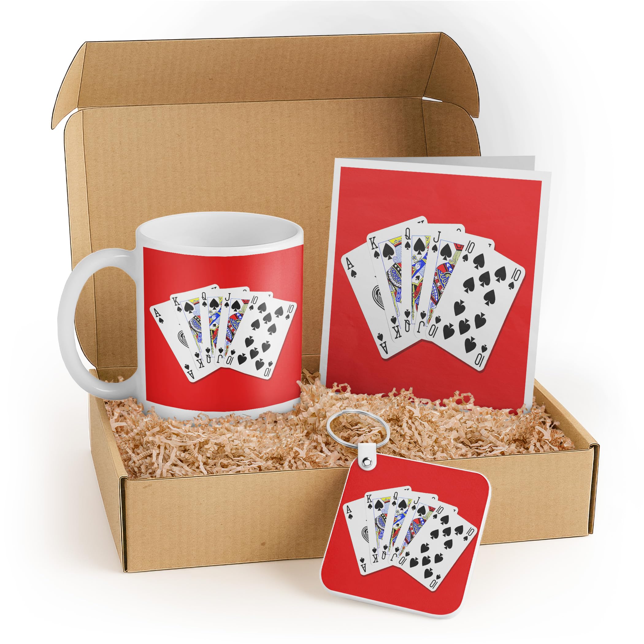 3dRose Poker Gift Set for Card Players – Includes Mug, Keychain, and Red Playing Cards – Ideal Birthday Gift for Poker Enthusiasts and Game Night