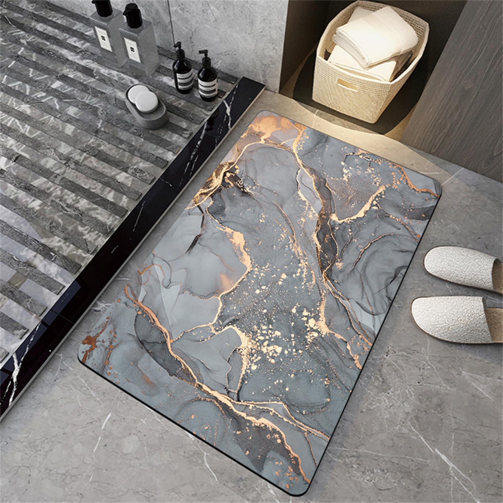 Alfombra baño antideslizantes grande para cocina y ducha stone 100x160