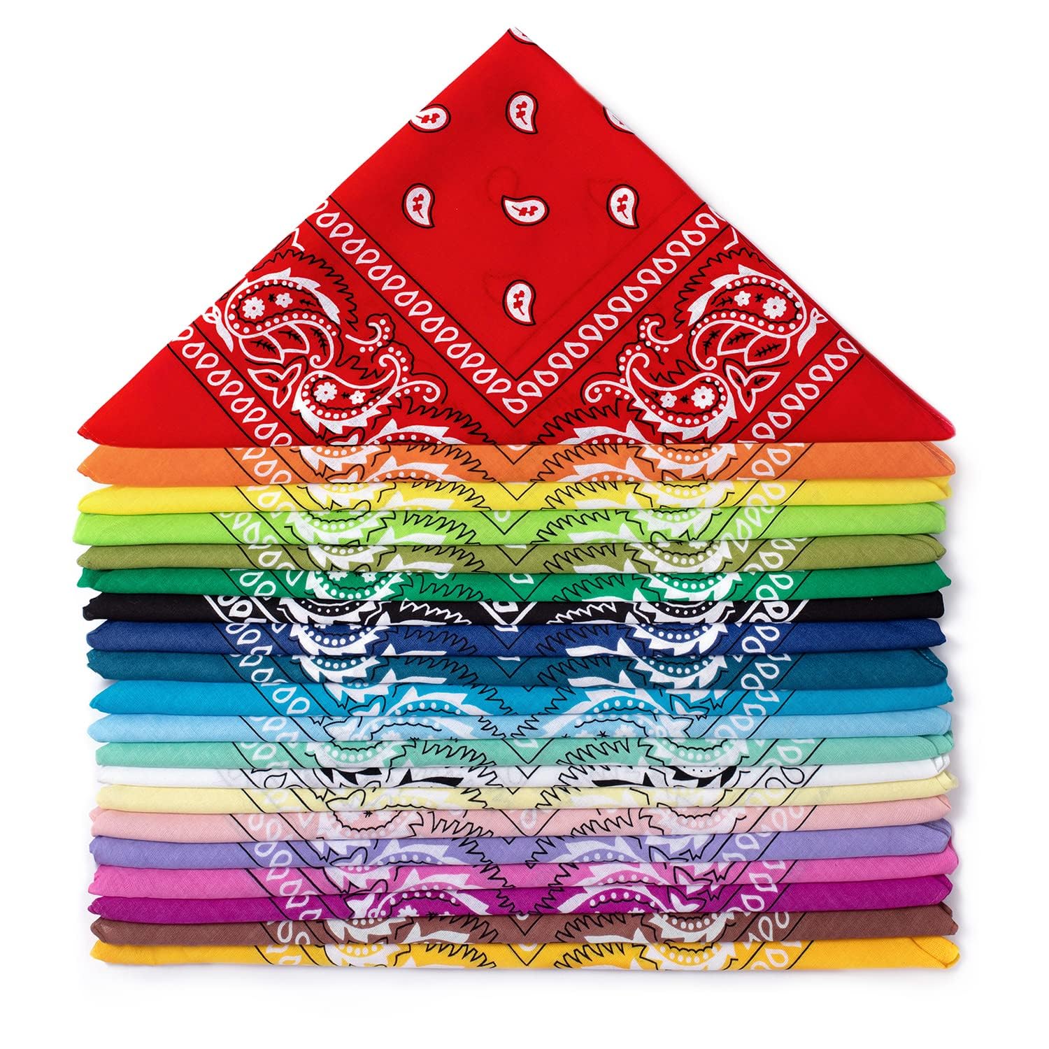 KARL LOVEN Pack of 20 bandanas 100% Cotton Paisley Neckerchief Head Neck Scarf (Pack of 20, 20 Colors)