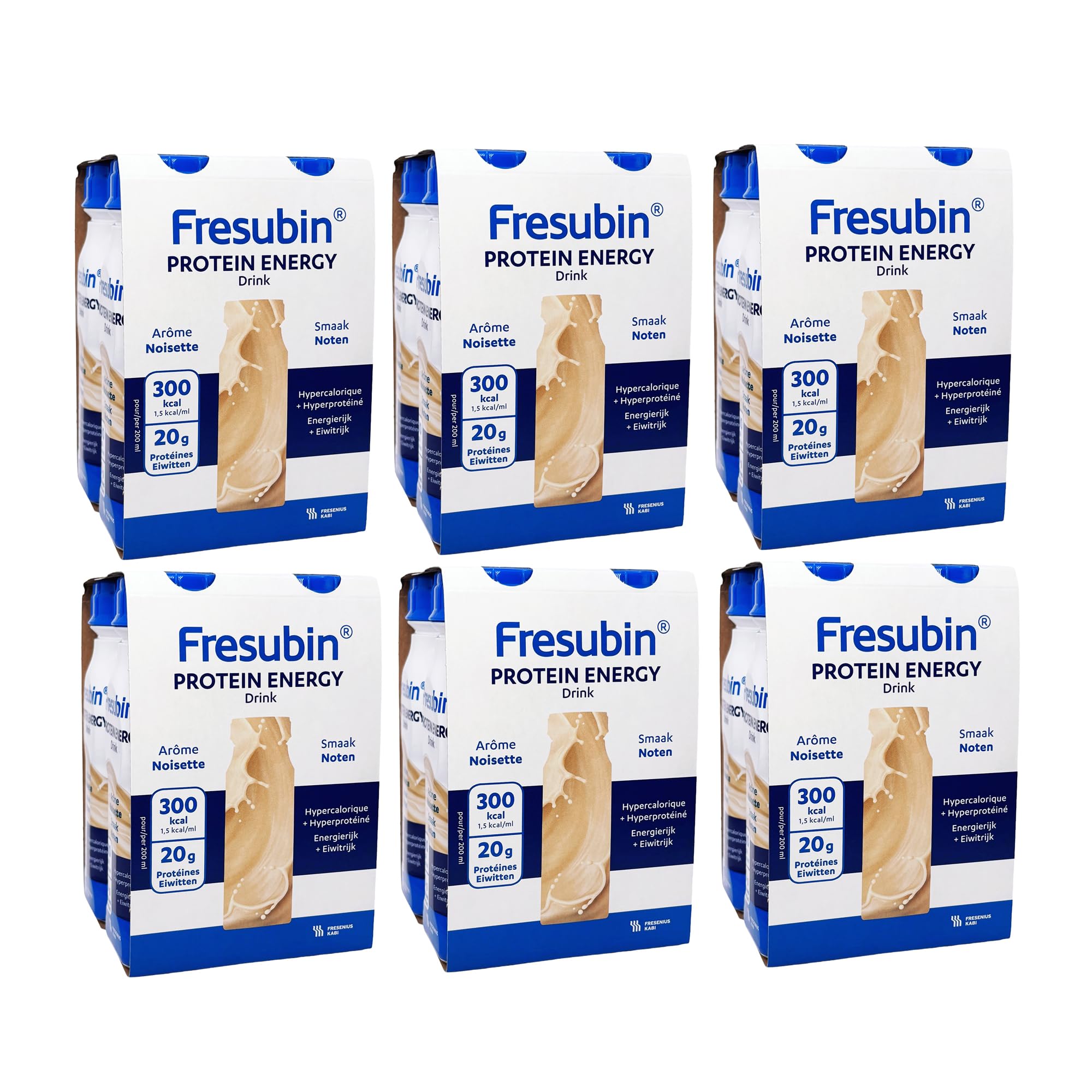 Fresubin PROTEIN ENERGY Drink Nuss 24x200ml- Hochkalorische Trinknahrung mit 20g Eiweiß von Fresenius Kabi, 300 kcal pro Flasche, glutenfrei, laktosefrei, ideal bei Mangelernährung und erhöhtem Protei