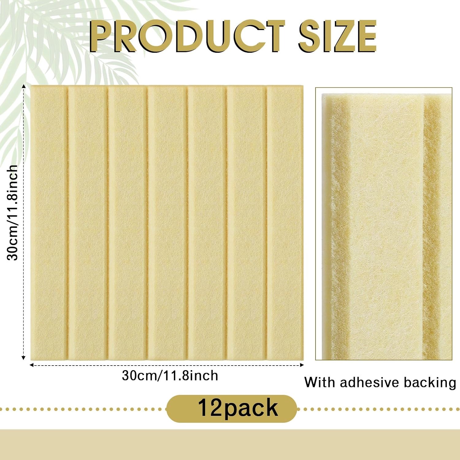 Honoson 12 Pack 47" x 35" Large Cork Board Alternative Felt Bulletin Board Wall Tiles with Safe Square Adhesive Large Roll Cork Tiles for Walls Organize Home Office Classroom Pin Panels (Light Yellow)