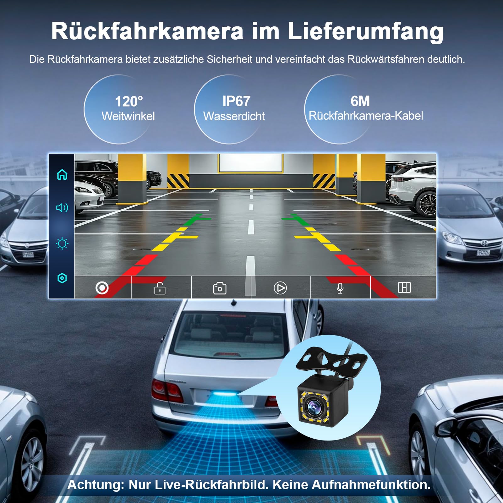 1 DIN Bluetooth Autoradio mit Bildschirm, Single DIN Auto Radio mit Wireless Apple CarPlay Android Auto Navi Rückfahrkamera FM Freisprecheinrichtung Lenkradsteuerung Mirror Link 6,9”Touch Display