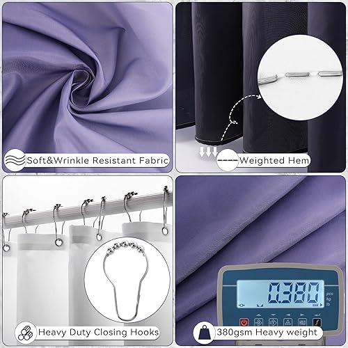 Miniatura 5 de Juego de baño azul marino de 24 piezas con cortina de ducha y alfombra y accesorios, juegos de baño azules completos con basura, dispensador de