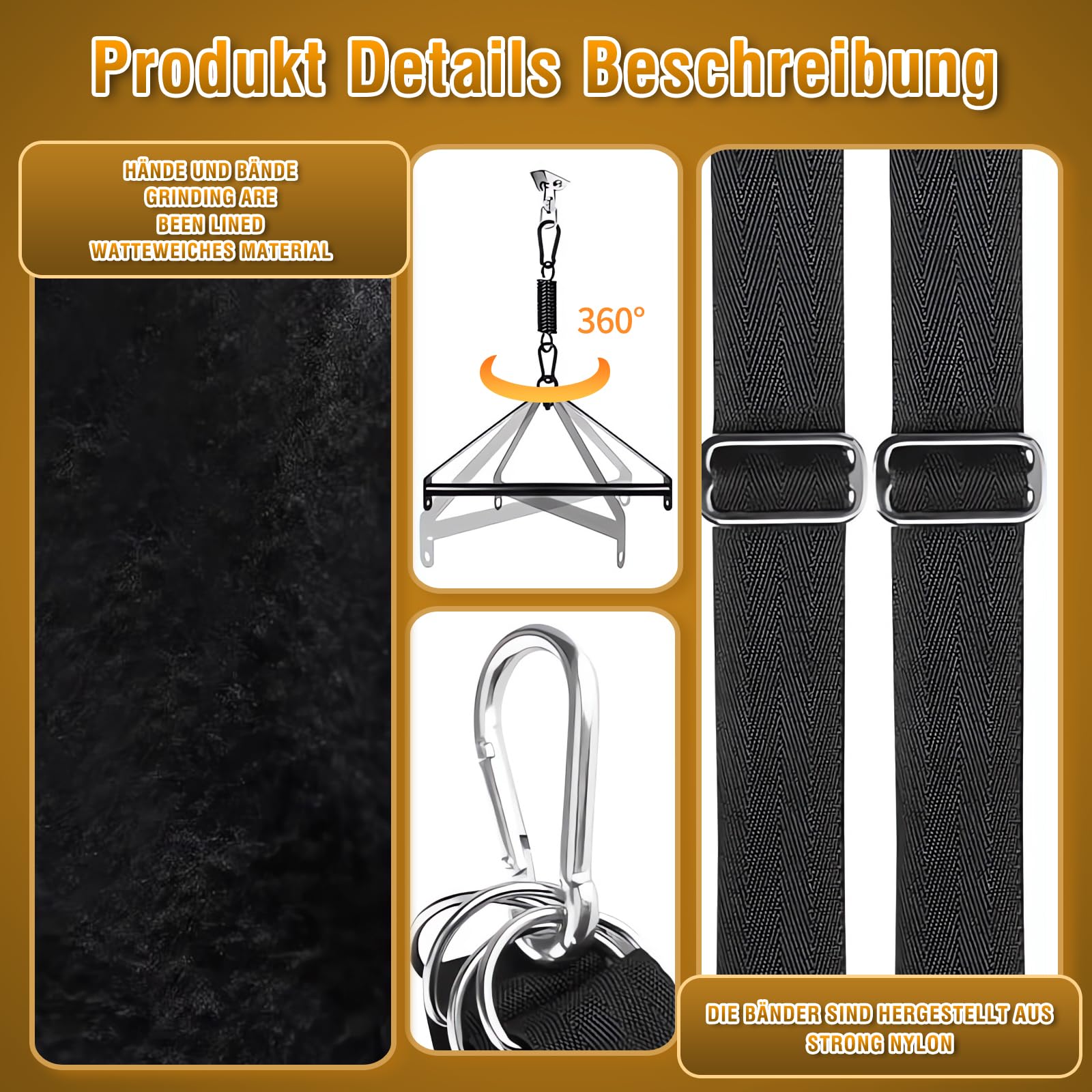 360 Grados Columpio Sexuales Parejas de Techo - 2 en 1 Columpio Sexuales Parejas de Puerta con Arneses Sexuales Ataduras Eróticas Bondage Correas Ajustables, Juguetes Eróticos para Pareja Sexuales