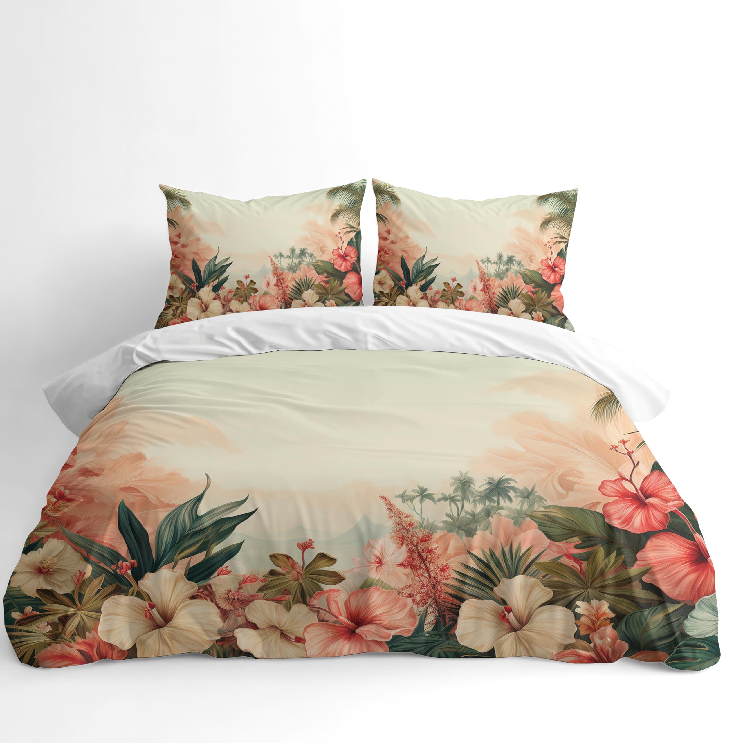 Adam Home 3D Digital Printed Spring Duvet Cover With Matching Pillowcases Home Bedroom Décor Microfiber SuperKing Bedding Set Made in UK |Tropical Hibiscus