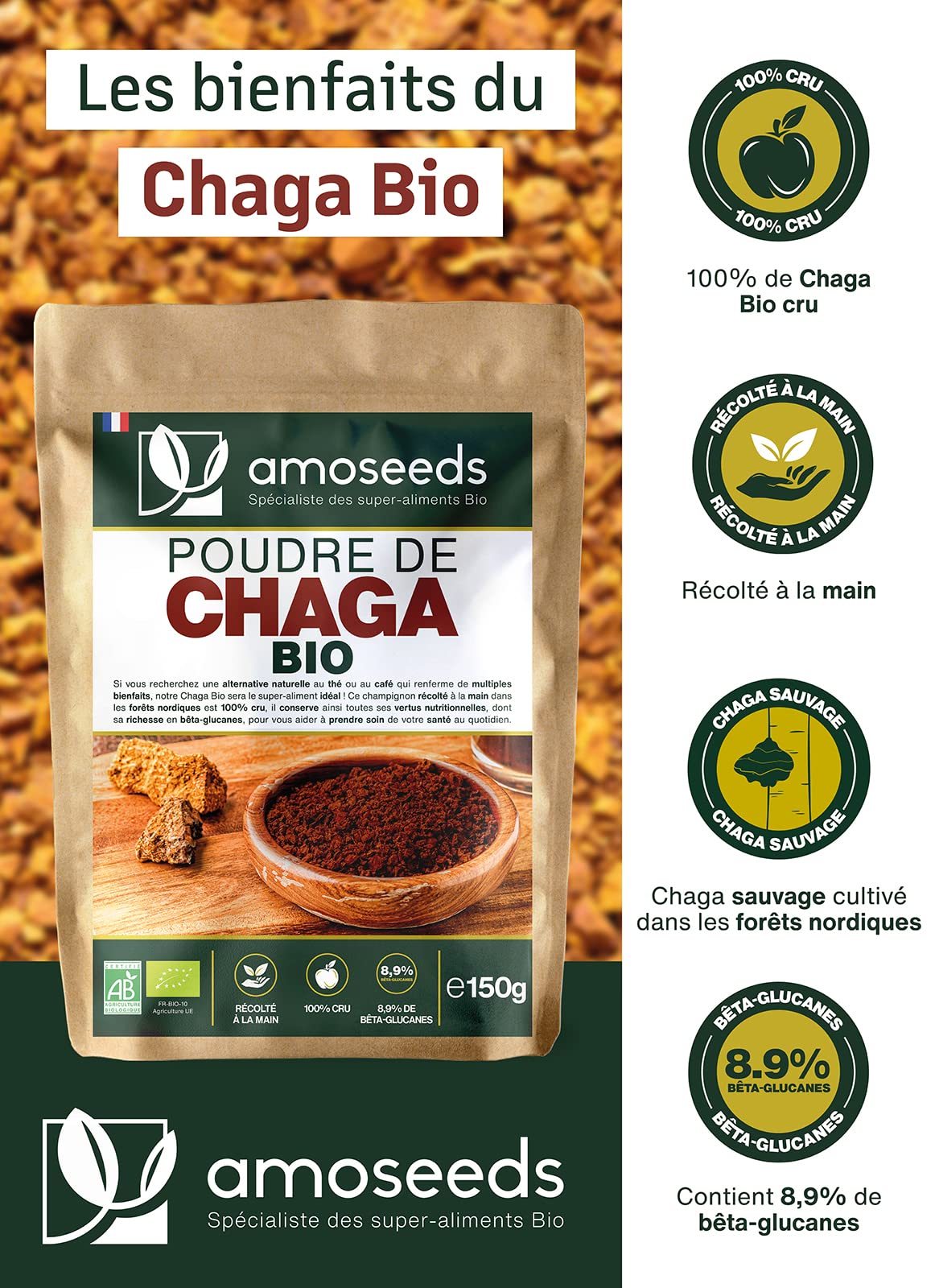 Poudre de Chaga Bio (150g)