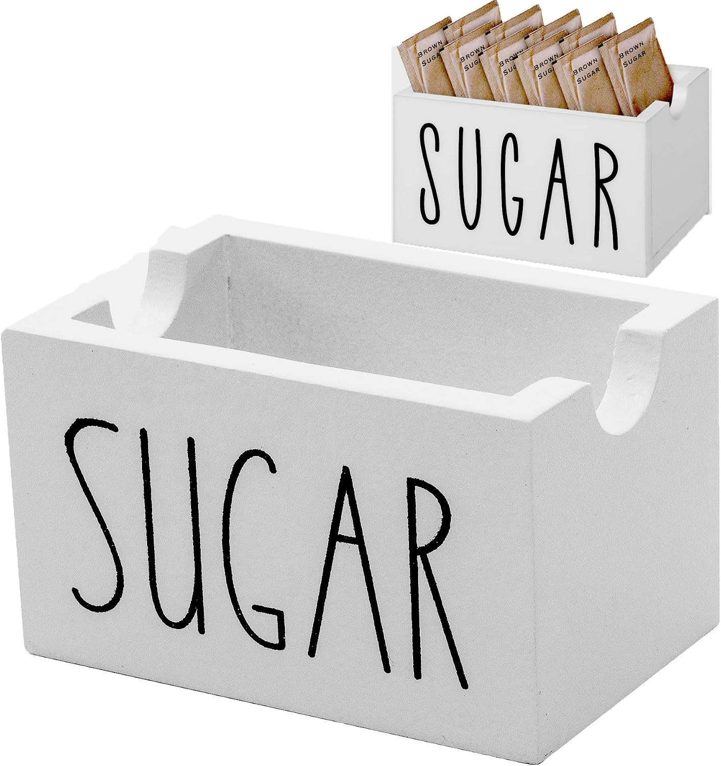 Sugar Packet Holder For Coffee Bar,Wood Sugar Packets Caddy, Farmhouse Sugar Cube Holder, Small Sugar Container Tea Bag Organizer for Table, Office,Hotel, Restaurant (Black)