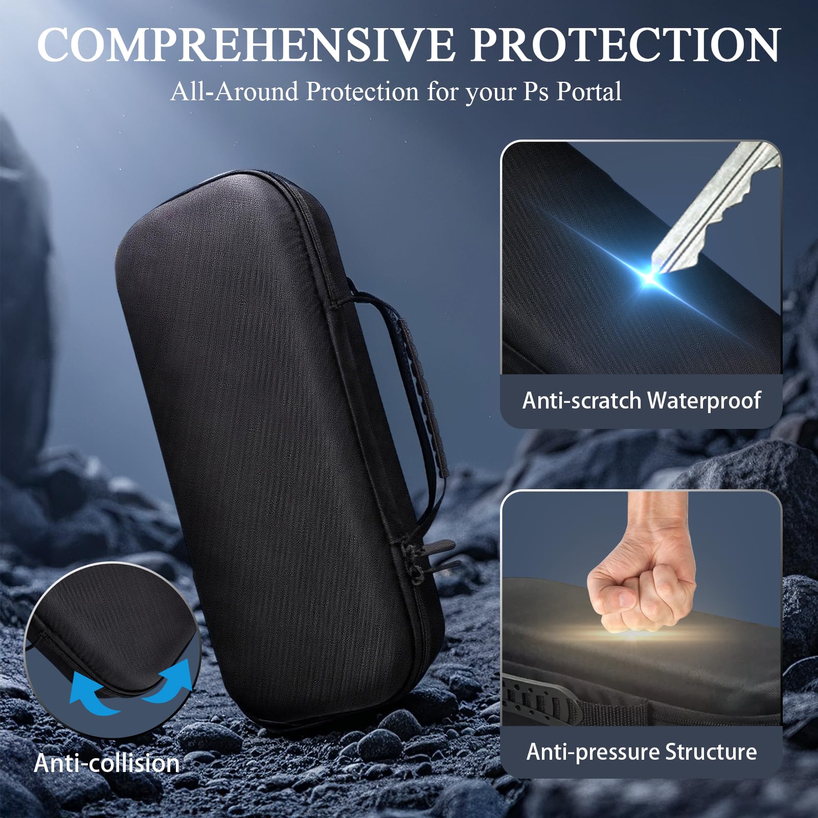 Buithafu Étui de Transport 8-1 pour PlayStation Portal, Accessoire de Voyage Portable, Comprenant Étui Rigide, Coque de Protection Transparente, 2 Protections d'Écran, 4 Grips de Joystick en Silicone