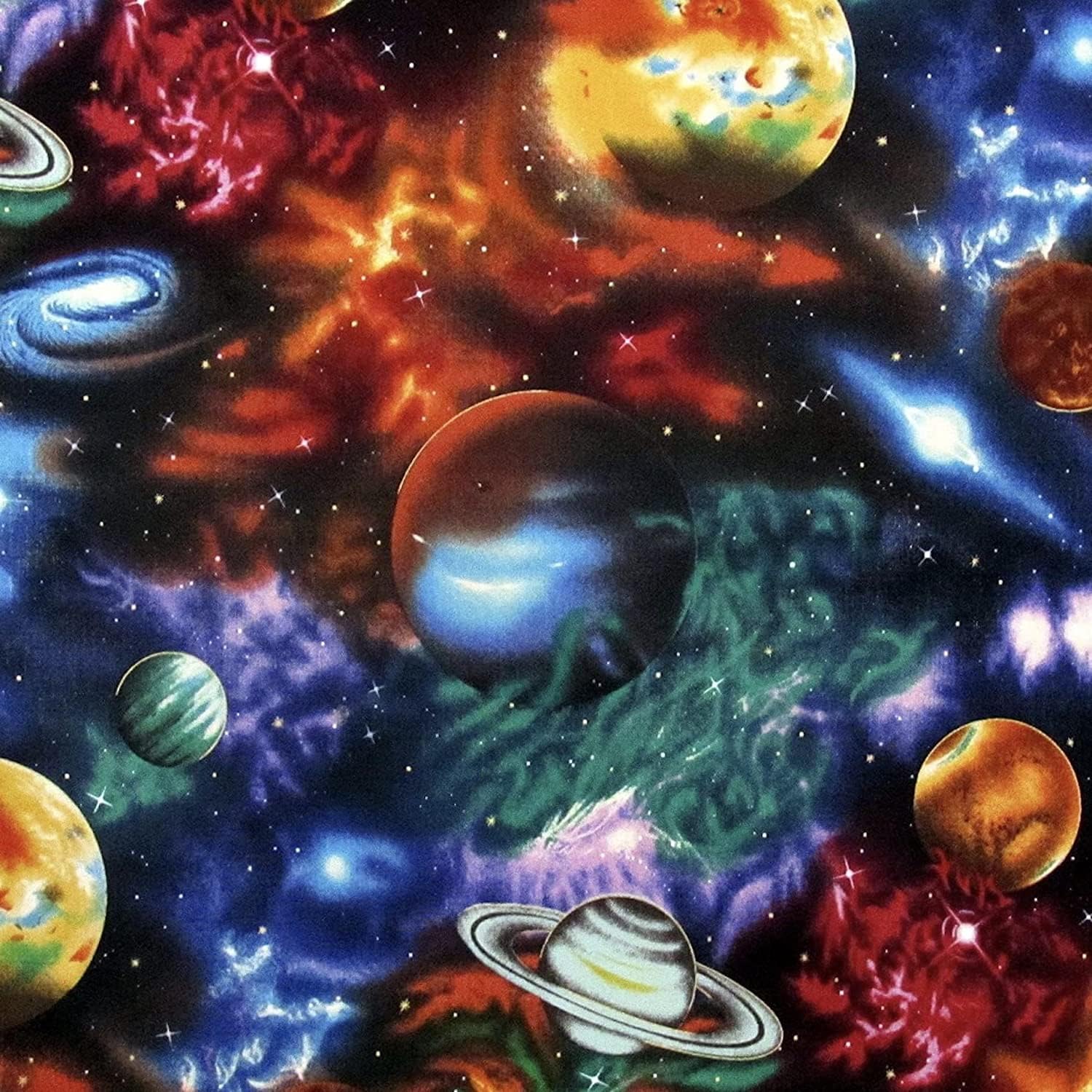 Robert Kaufman Galaxy Planets Stargazers Multicolor Premium Quality 100% Cotton Fabric by 1/2 of a Yard.