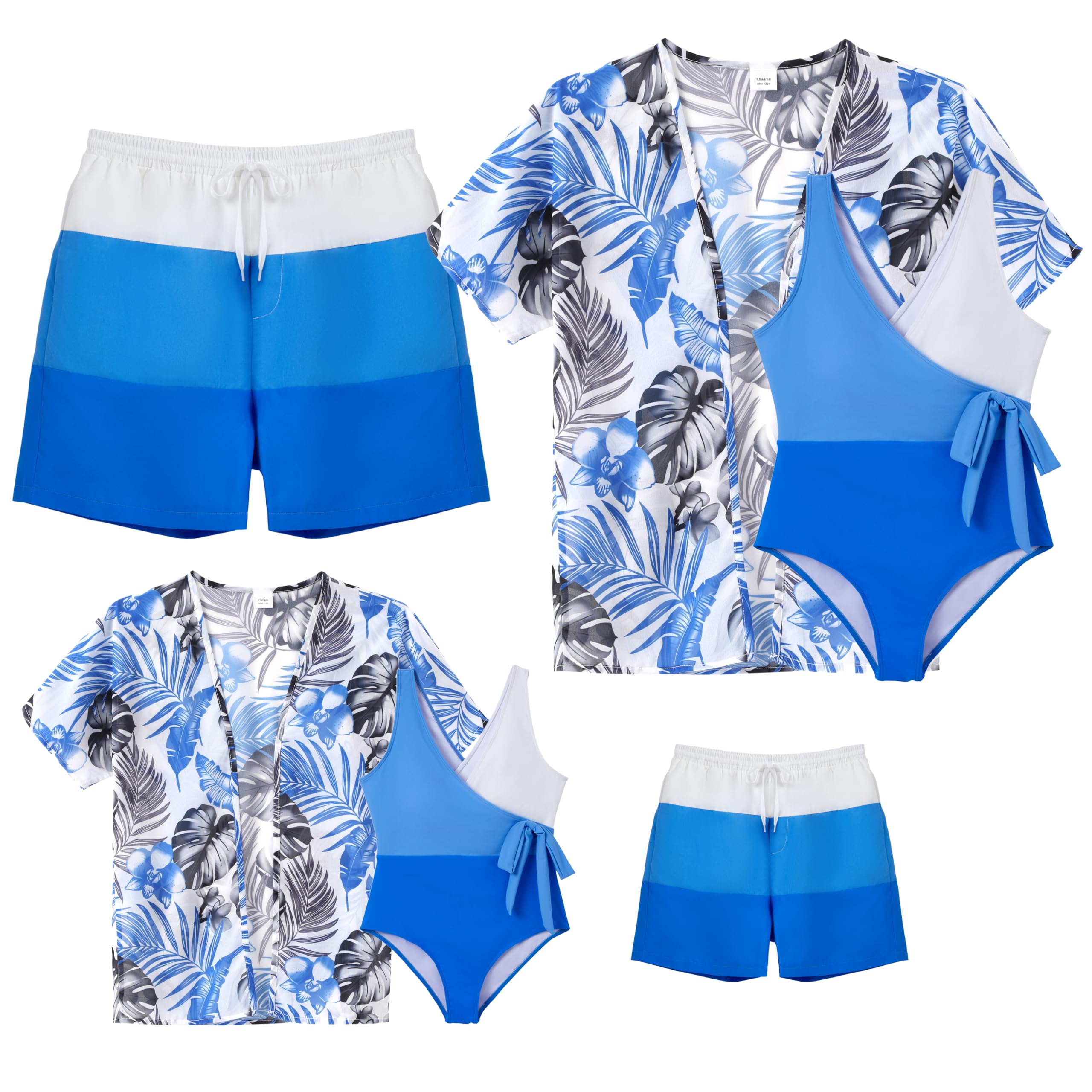 IFFEI Mommy and Me Swimsuits Family Matching Bathing Suits with Cover Up