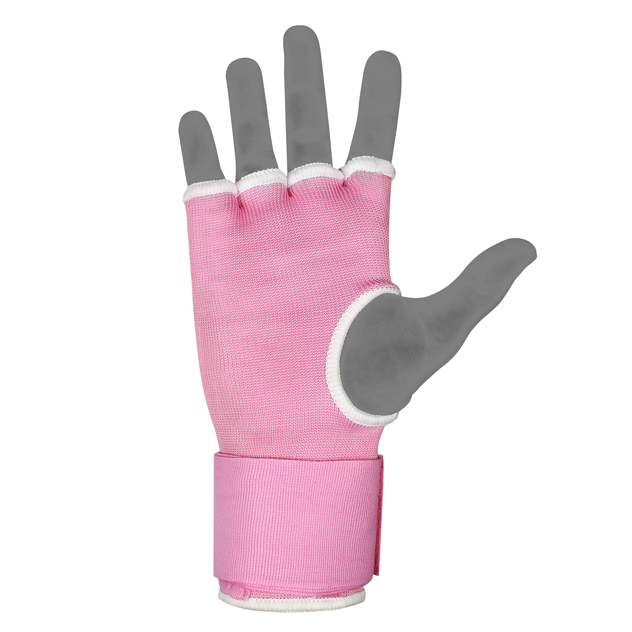 HUNTER Gel Padded Inner Gloves with Hand Wraps for Boxing (Set of 2 Gloves) (Pink, S/M)