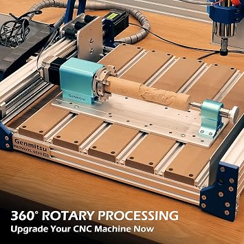 Genmitsu Rotary Module Kit for Prover XL 4030 V2 CNC Router Machine with NEMA23 Planetary Geared Stepper Motor, 4 Jaw Chuck, 10:1 Speed Reducer, Clamped Range 15-275mm