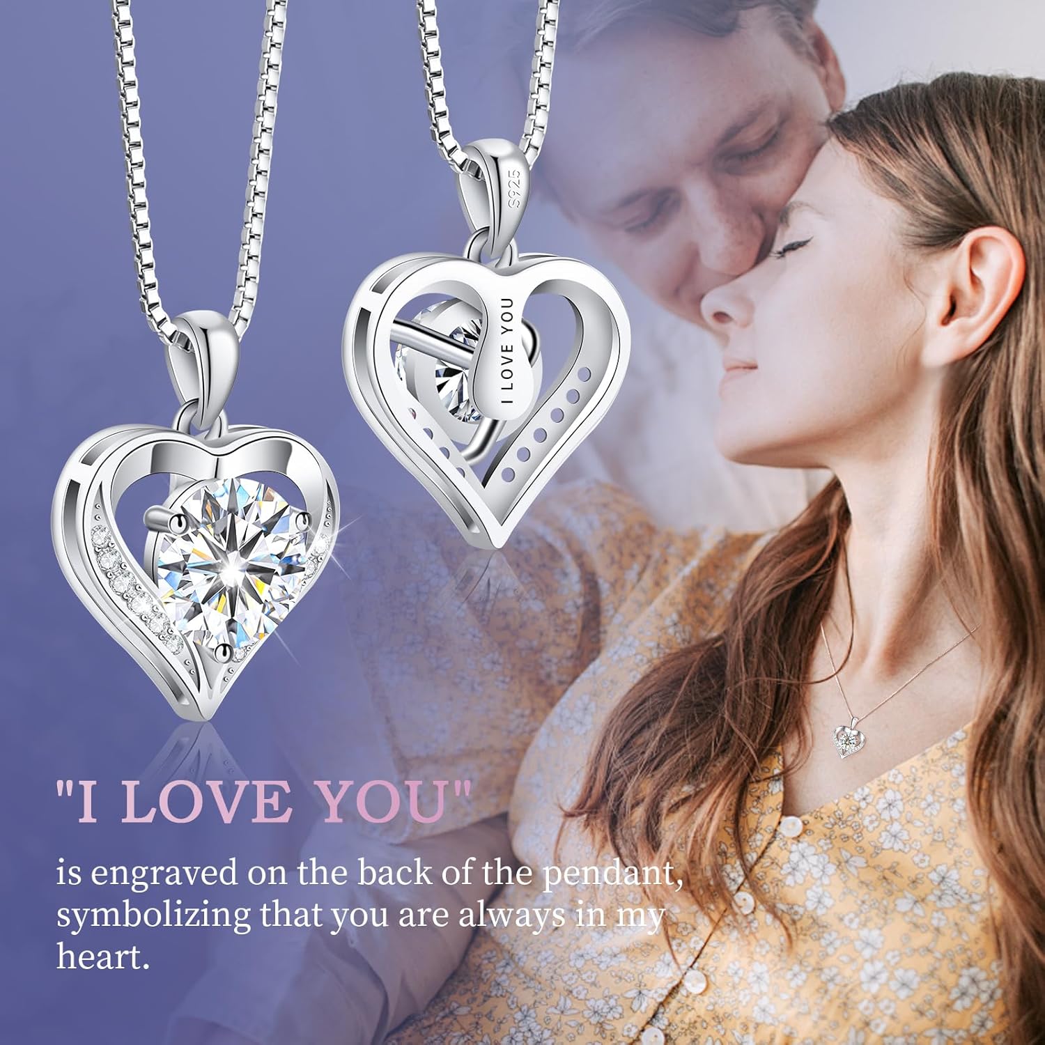 Gorgeous Moissanite Necklaces for Women - Valentine's Day Gifts for Wife Girlfriend, 925 Sterling Silver 1-3CT Moissanite Pendant Jewelry, Wedding Anniversary Birthday Christmas for Mom - Image 4