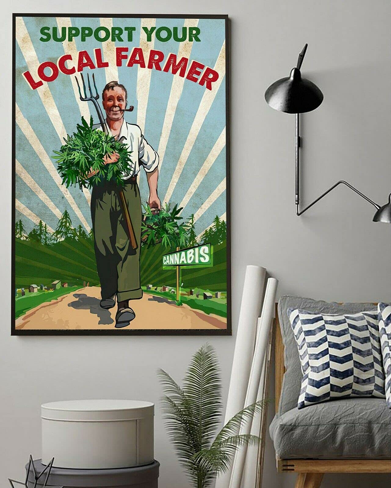 Bcts Poster#5290 Weed Support Your Local Farmer Poster Weed Poster Cannabis Gardening Poster Funny Decor Metal Sign 12X16 Inch