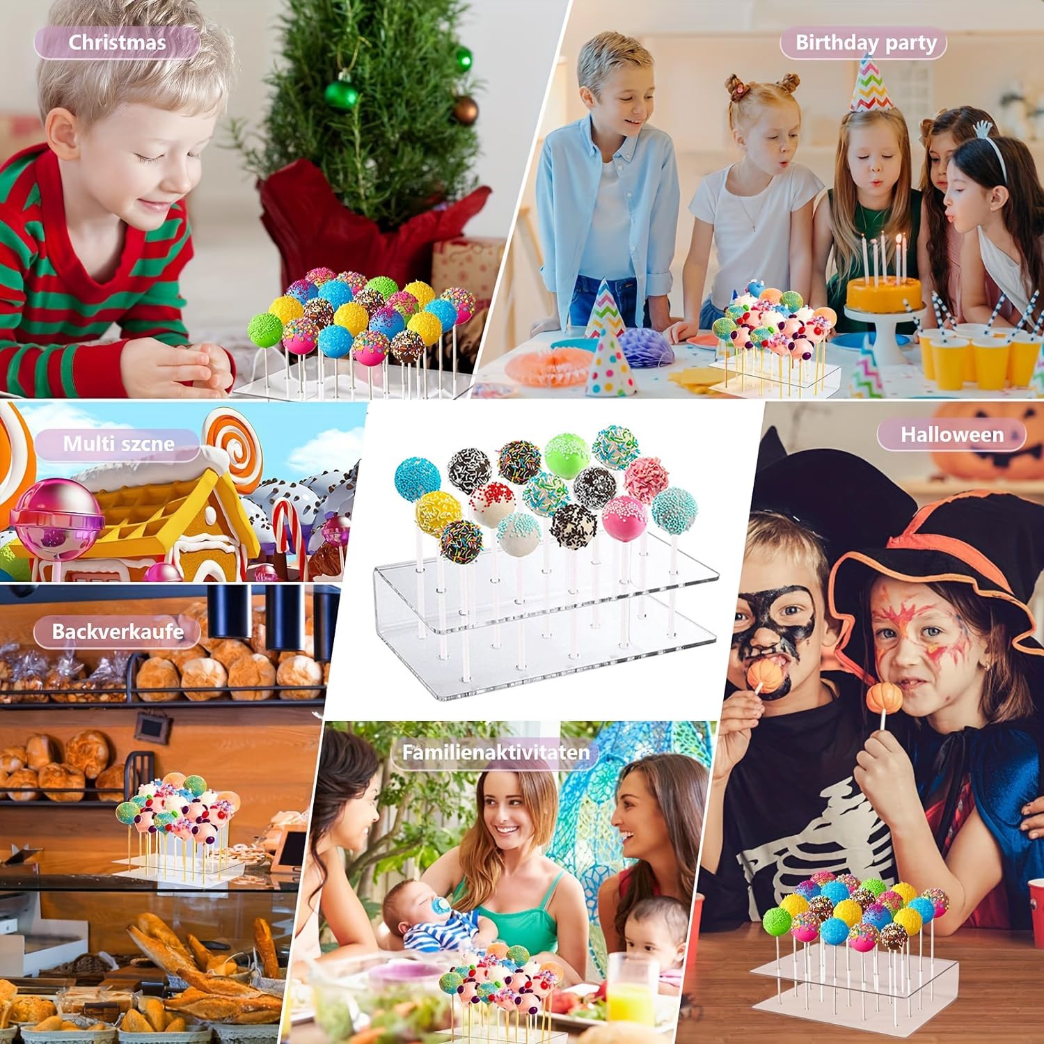 Cake Pop Maker Kit 336-teilig mit 5 Silikonform-Sets – 3-stöckiger Präsentationsständer, Schmelztopf für Schokolade, Süßigkeiten, Spritztüllen und Koppler, Messbecher, Muffin-Cupcakes,