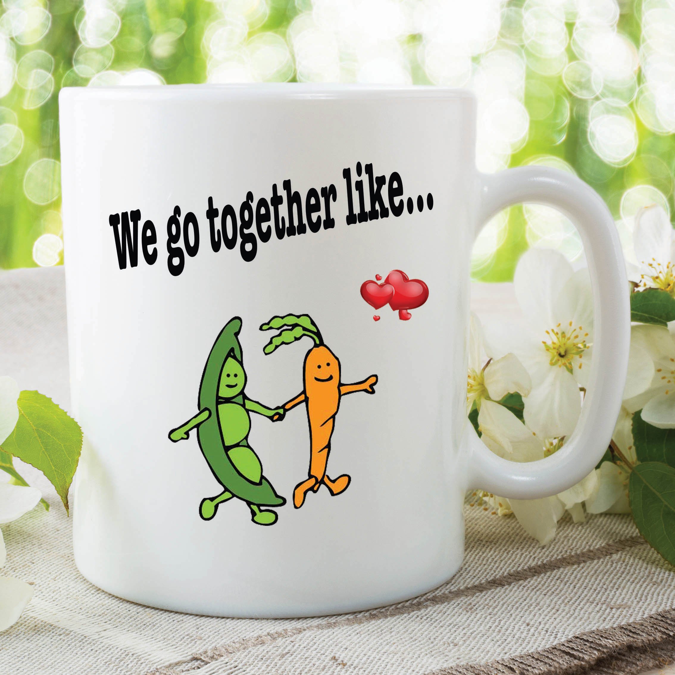 Peachy Antics White Funny Novelty Mugs Together Like Peas And Carrots Gift Work Coffee Cup Wsdmug342