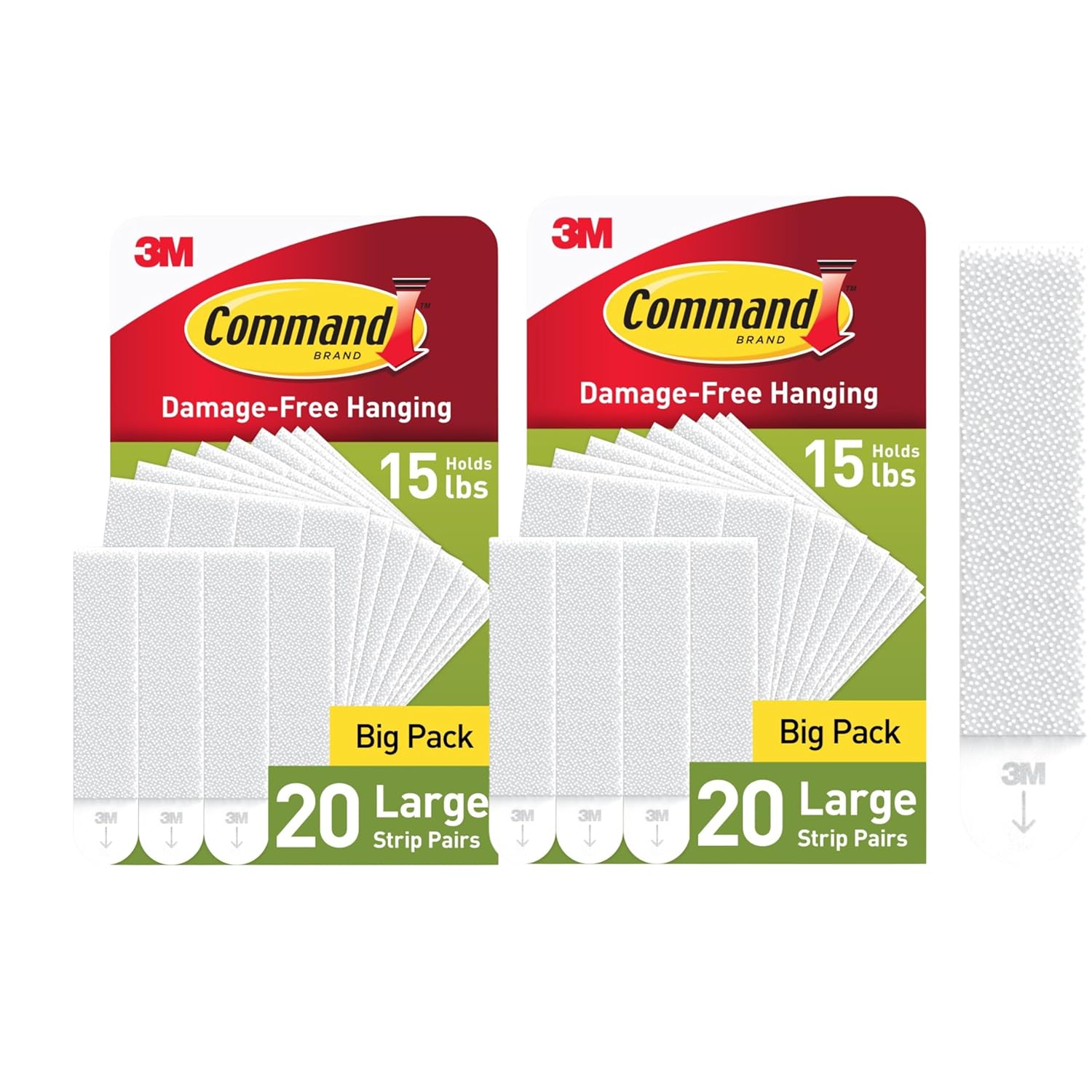 Command Large Picture Hanging Strips, White, 2 Pack (40 Pairs/80 Strips), Holds Up to 15 lb, Damage-Free Frame Hangers, No Tools, Click-Lock, Up to 24 x 36 in