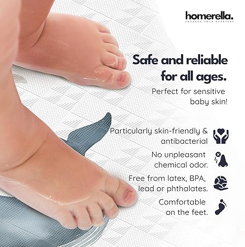 Miniatura 2 de Homerella Alfombrilla antideslizante para bañera y ducha para bebé, 40 x 16 pulgadas, extra larga, 2 ganchos para almacenamiento, tapete de baño