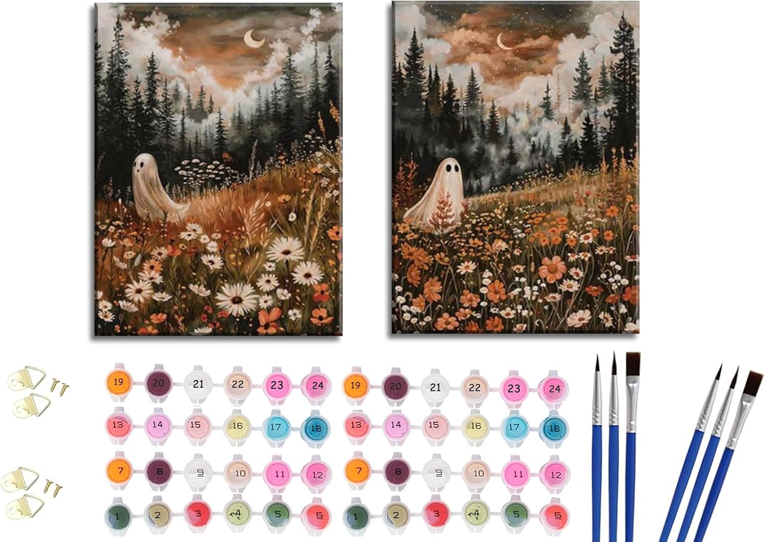 Halloween Ghost Paint by Number Kit (12x16) Floral Meadow
