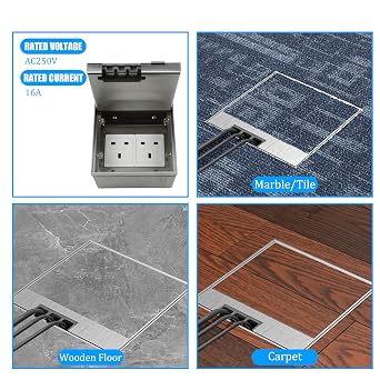 Floor Socket Box Stainless Steel - 3 Hole Embedded Outlet