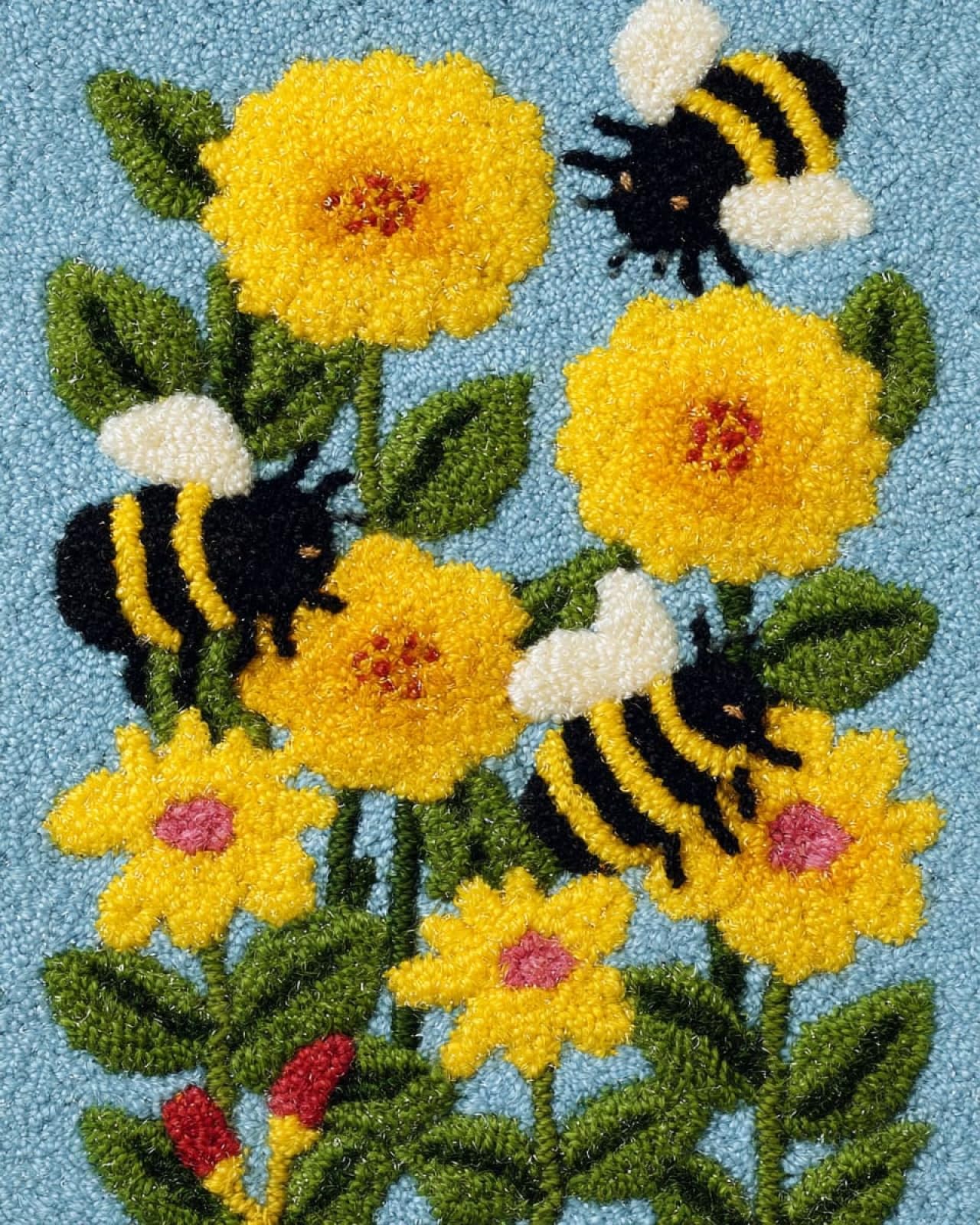 Wallphantom Latch Hook Kits Rugs,Bees and Flowers