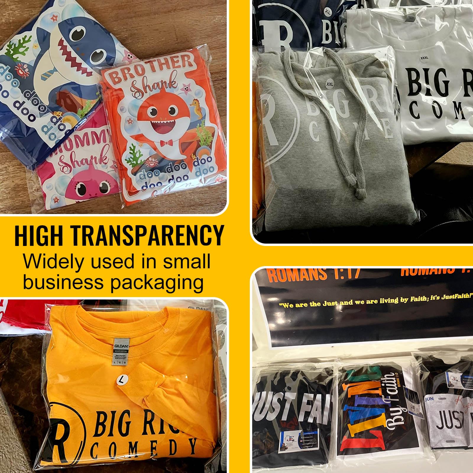 MORIDA Bolsas de celofán transparente autoadhesivas de 12 x 16 pulgadas, 50 bolsas de galletas, bolsas de caramelos, bolsas de golosinas resellables, bolsas de plástico autosellables para regalos,