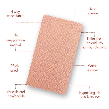 Sun Patches for Outdoor Activities, UV Protection, 5 Pack | Self-adhesive, flexible textile, also discreet enough to cover scars and tattoos.