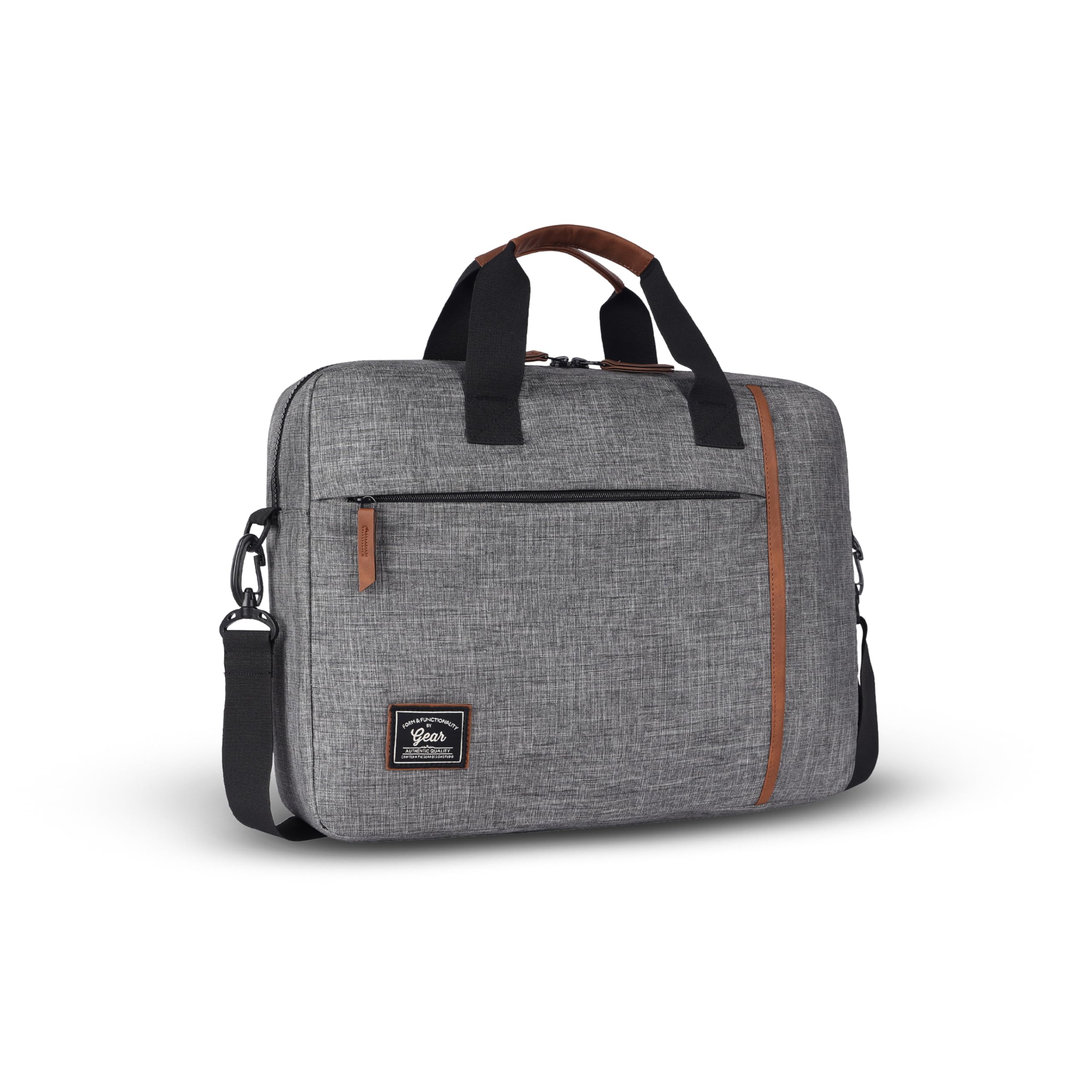 Sleek 19.5L Small Water Resistant Laptop Briefcase/Office Bag/Laptop Messenger Bag for Men/Women(Black-Light Grey)