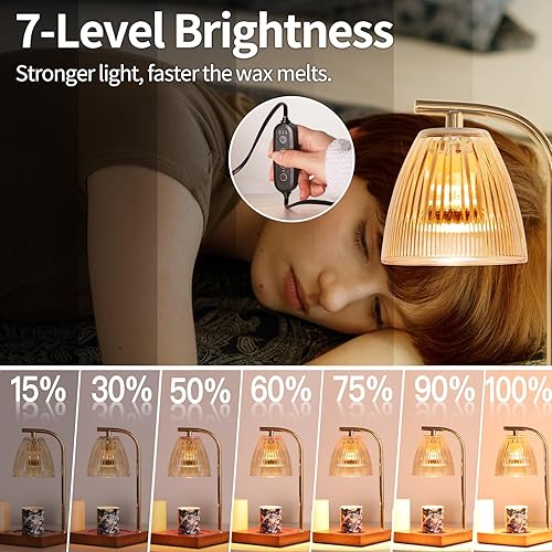 Miniatura 3 de Linstaine Lámpara calentadora de velas, calentador eléctrico de velas de arriba hacia abajo con atenuador, difusor de velas en tarro regulable para