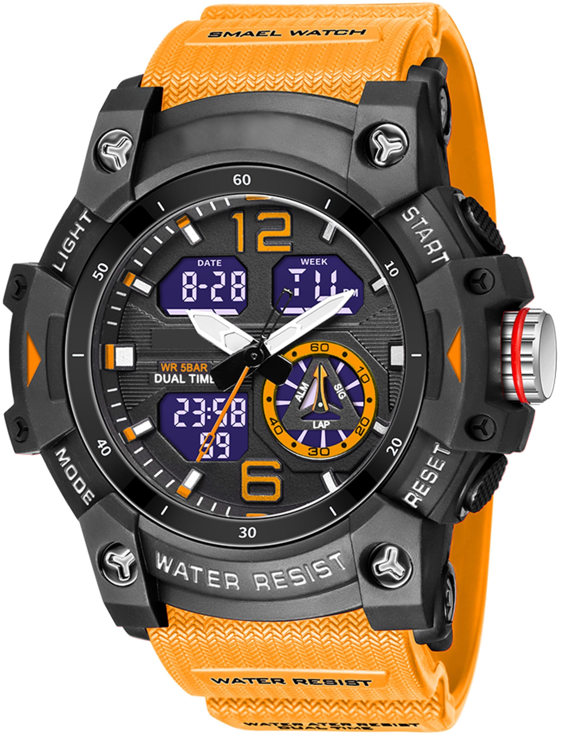 findtime Montres militaires pour homme - Montre numérique et analogique - Étanche - Montre sportive - LED - Calendrier - Réveil - Chronomètre avec bracelet - Montre tactique - Pour homme - Extérieur