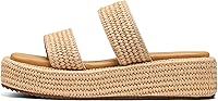 EQAUDES Women's Platform Slip-On Espadrille Wedges - Bohemian Flatform Open Toe Beach Sandals