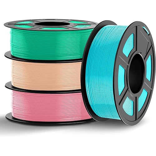 TECBEARS PETG Filament 1.75mm 4KG, 3D Printer Filament Bundle PETG, Strong Toughness, 4 * 1KG(1320M) Filament High Precision, Dimensional Accuracy ±0.02mm, Skin+Sakura Pink+Mint Green+Sky Blue