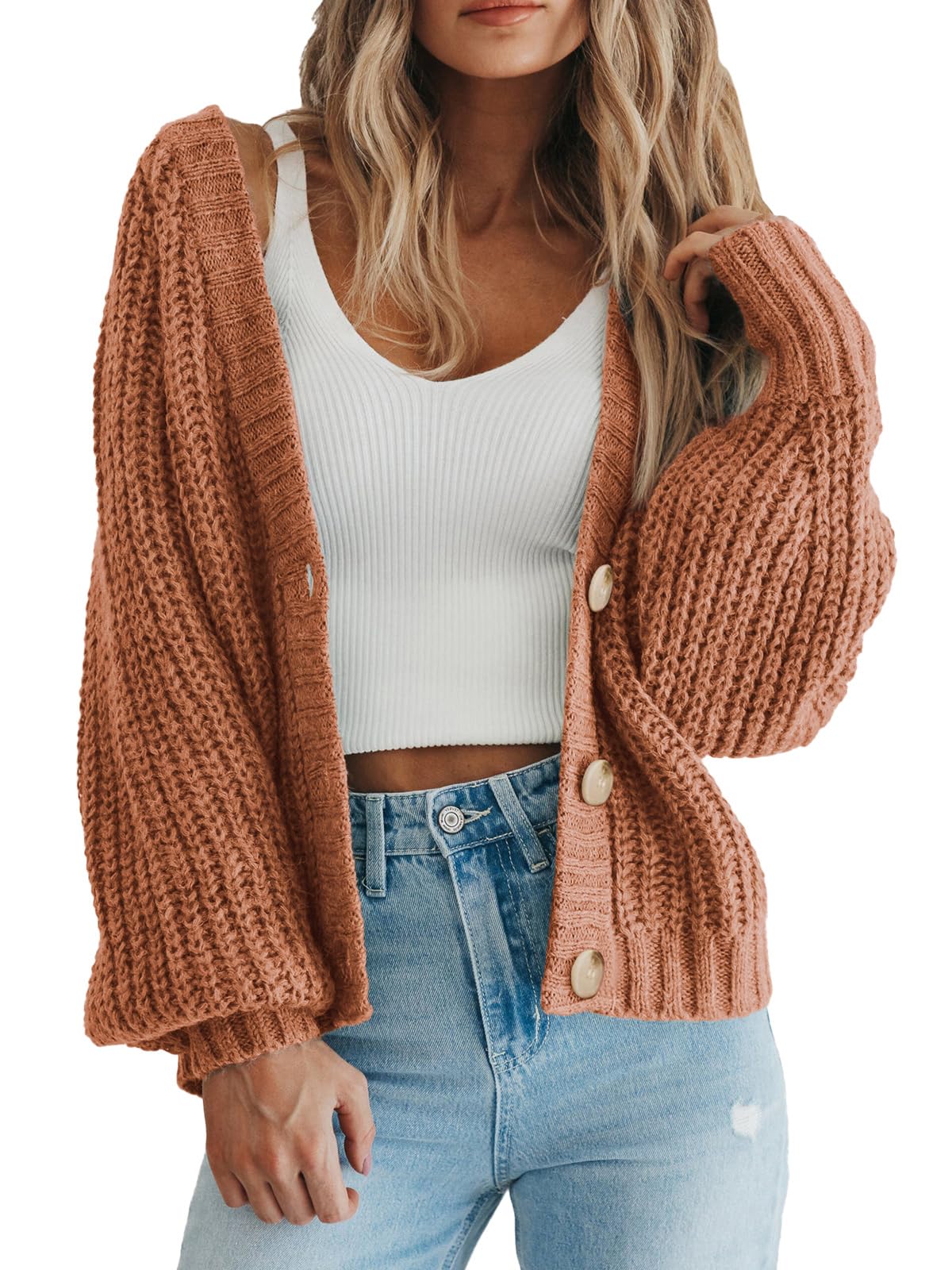 PRETTYGARDEN Women's Chunky Knit Open Front Cardigan Sweaters Fall Outfits