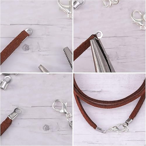 Miniatura 3 de Extremos de cable plegables de acero inoxidable 304, puntas de extremo de crimpado, tapas de extremo de cinta de cuero, puntas de cierre de joyería