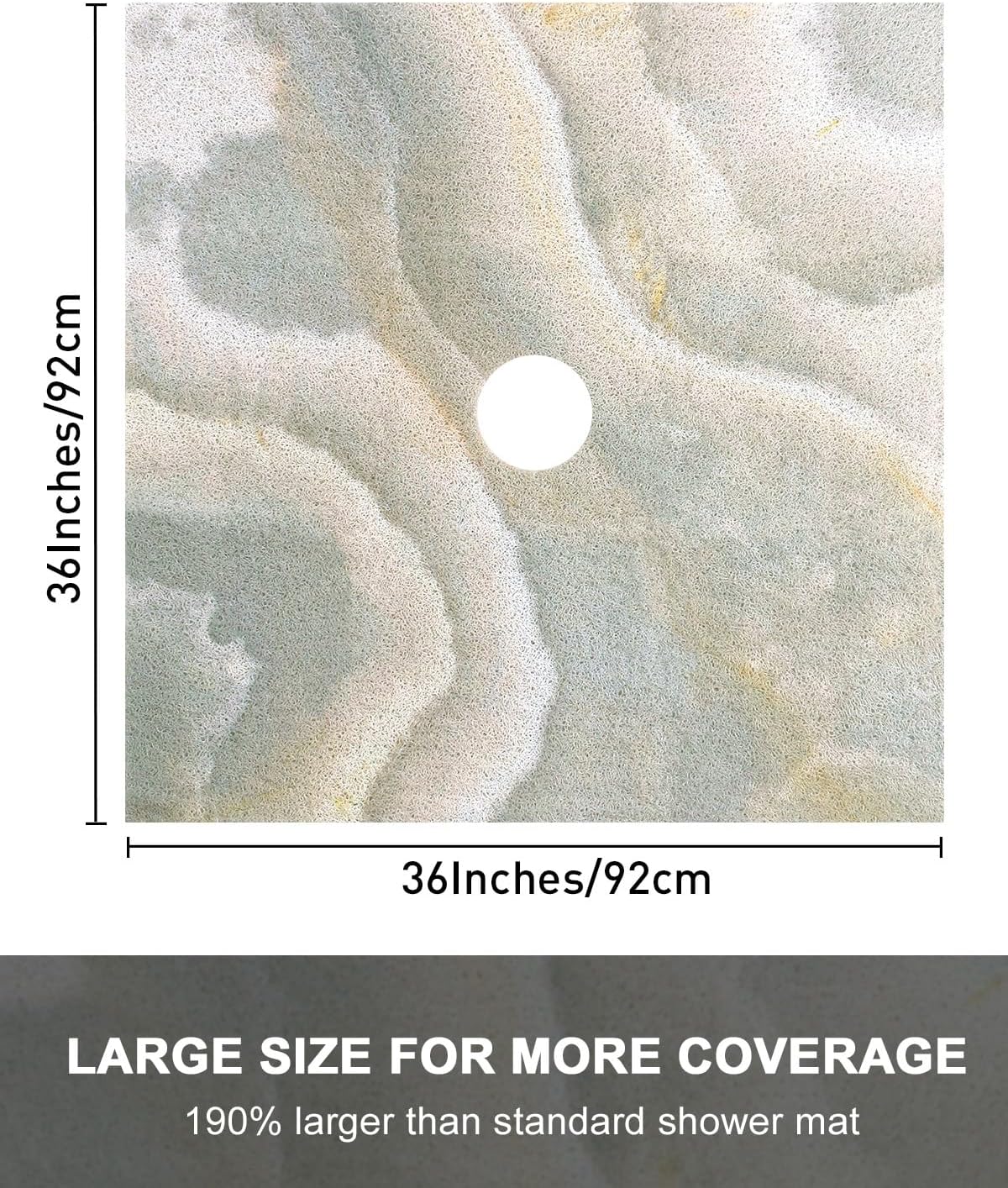 Anti Slip Shower Mats: 36×36 Inch Extra Large Non Slip Square Shower Mat with Drain Hole in Middle, Super Soft Loofah Shower Mats for Inside Shower Floor Mat, Quick Dry - Image 2