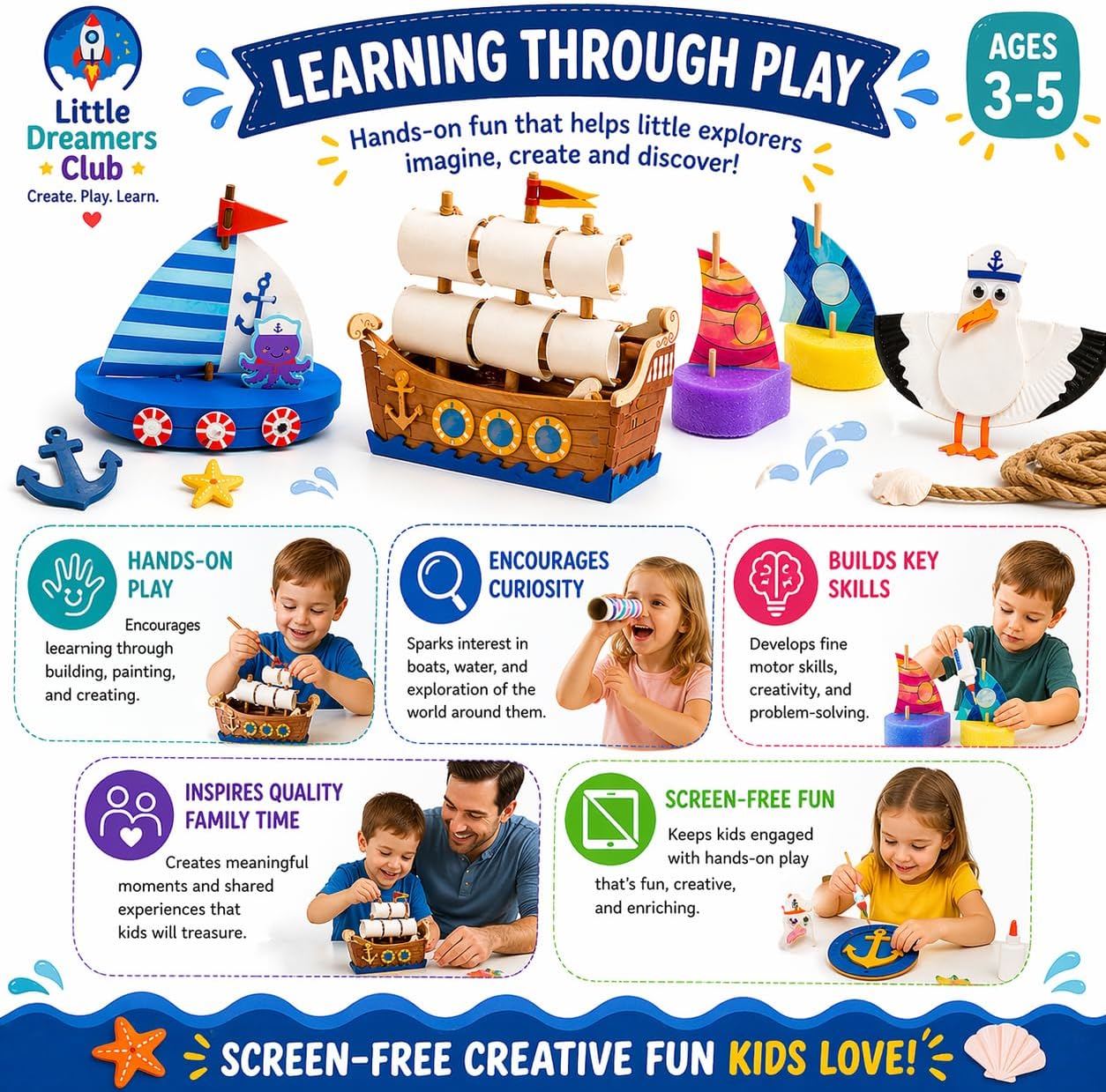 Little Dreamers Club Navigating Our Water Ways Craft Box for Ages 3-5
