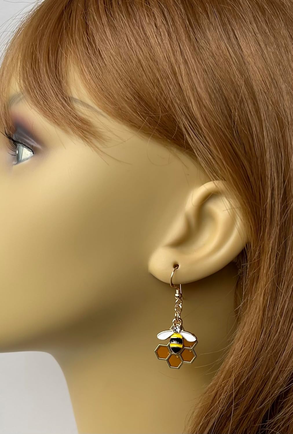 Honey Bumble Bee Earrings for Women 14K Gold Filled Wires Handmade in USA by Darlene's Gift Shop