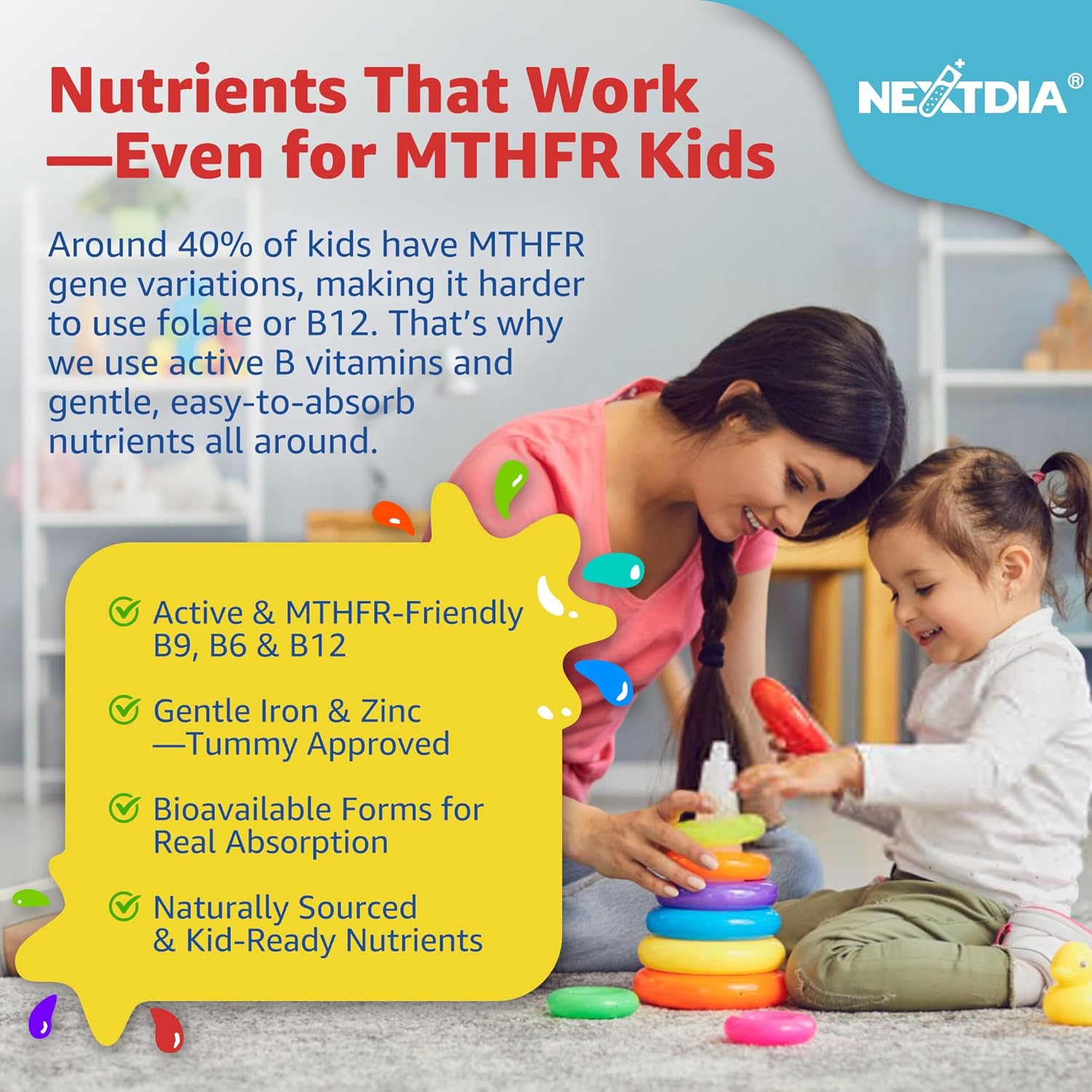 Kids Multivitamin Gummies with Iron, Sugar Free, Kids Daily Vitamins + Probiotics, Algae Omega 3 (EPA/DHA), A, C, D, Methyl B12, Folate, B6, Zinc, Biotin, for Healthy Growth, Immune Support, 60 Count - Image 4