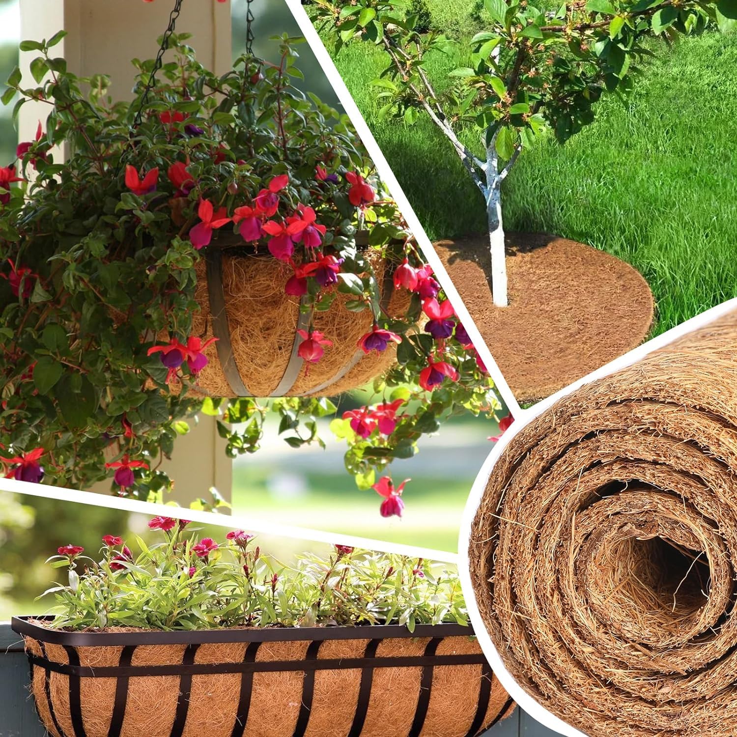 Rouleau de revêtement en fibre de coco 40,6 x 203,2 cm, tapis de sol en fibre de coco pour jardinières, tapis de sol pour reptile, nichoir de poulet, tapis de nidification pour tortue, feuille