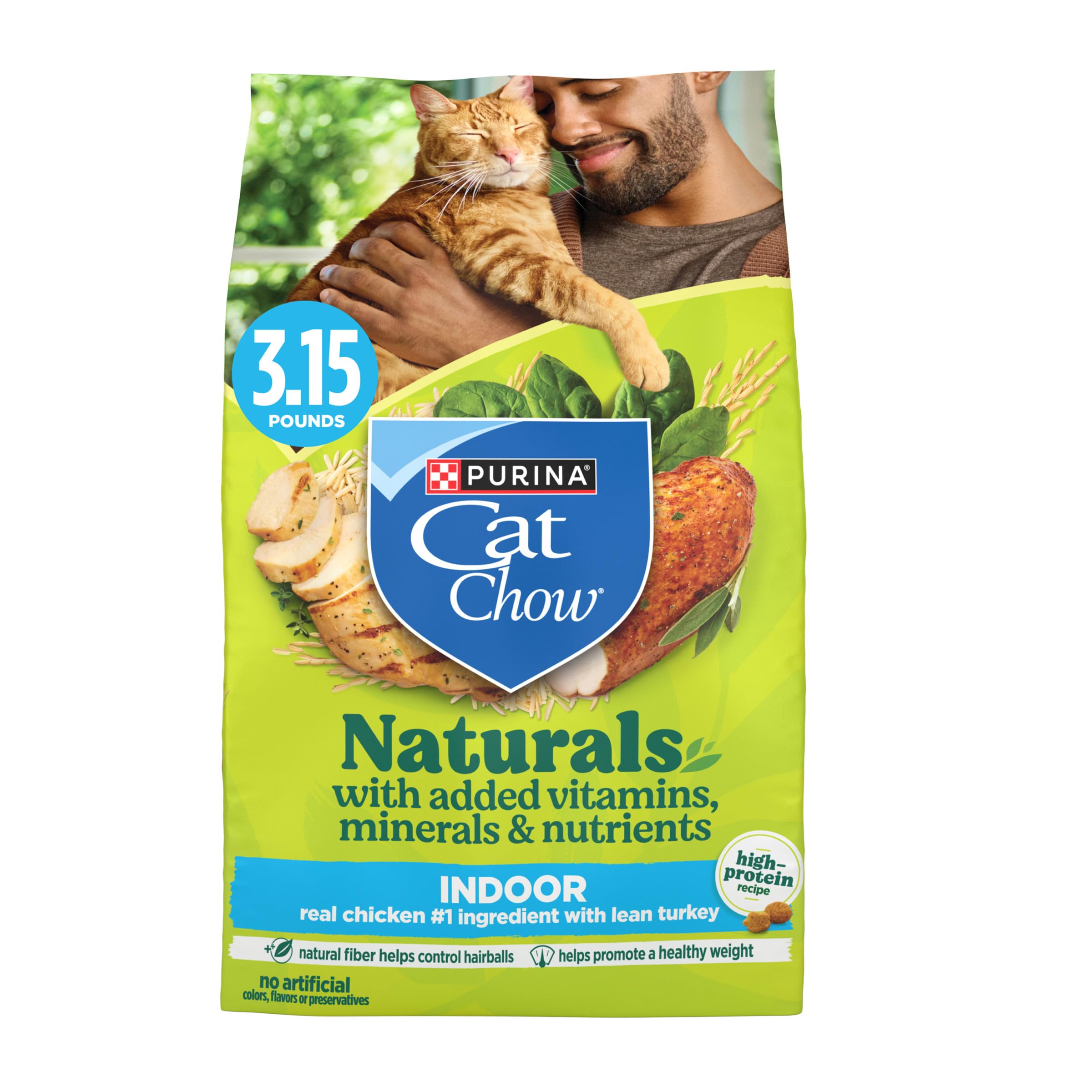 Purina Cat Chow Naturals Hairball, Indoor Dry Cat Food, (4) 3.15 lb Bags