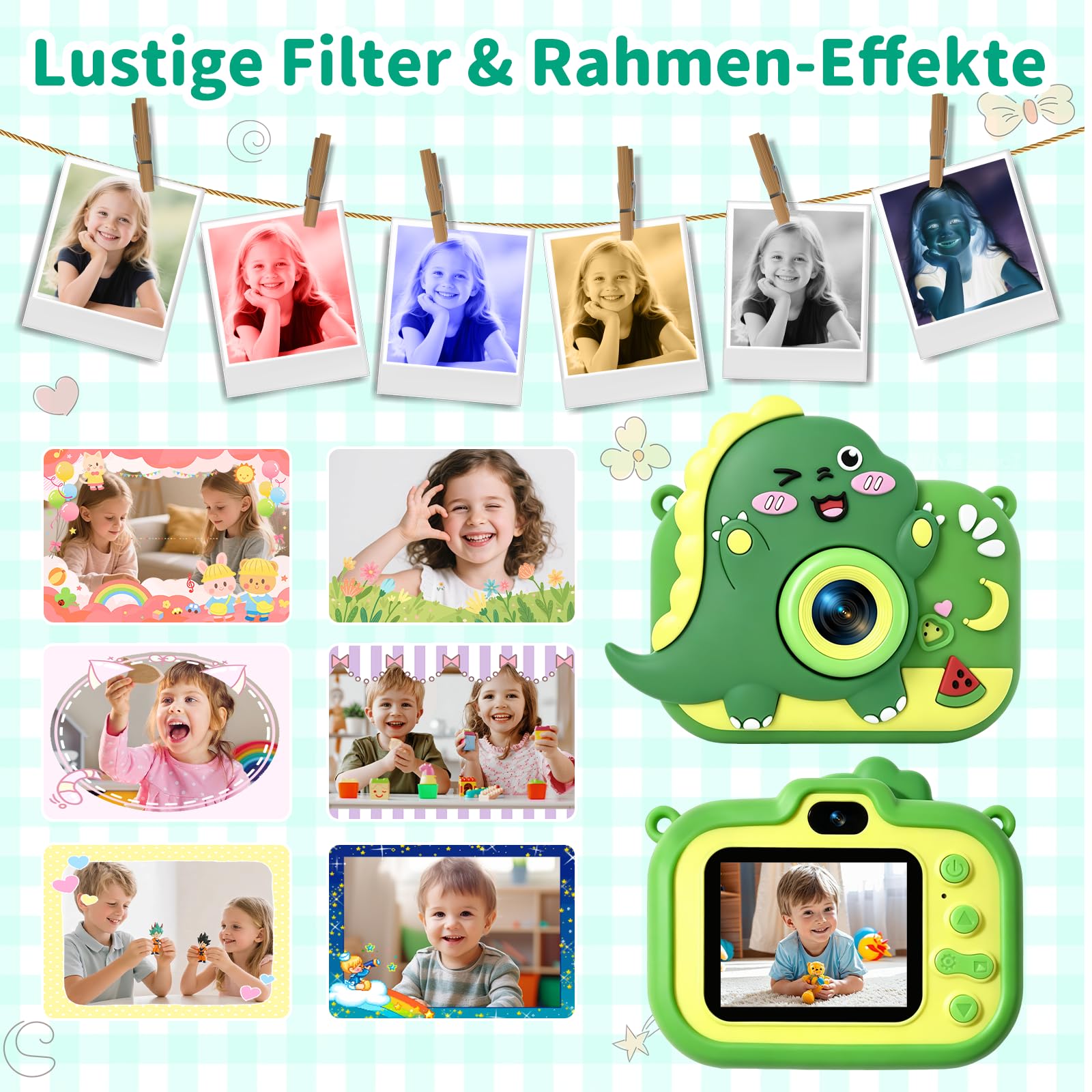 Kinderkamera, 1080P HD Digitalkamera für Kinder mit 2,0" Bildschirm & 32GB-Karte, Geschenke für Geburtstag Weihnachten, Fotoapparat Spielzeug für 3-12 Mädchen Jungen