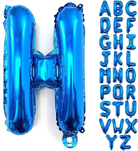 Lovoir Globos grandes de 40 pulgadas con la letra H de color azul de gran tamaño, globo de helio de aluminio de Mylar para decoración de fiesta de