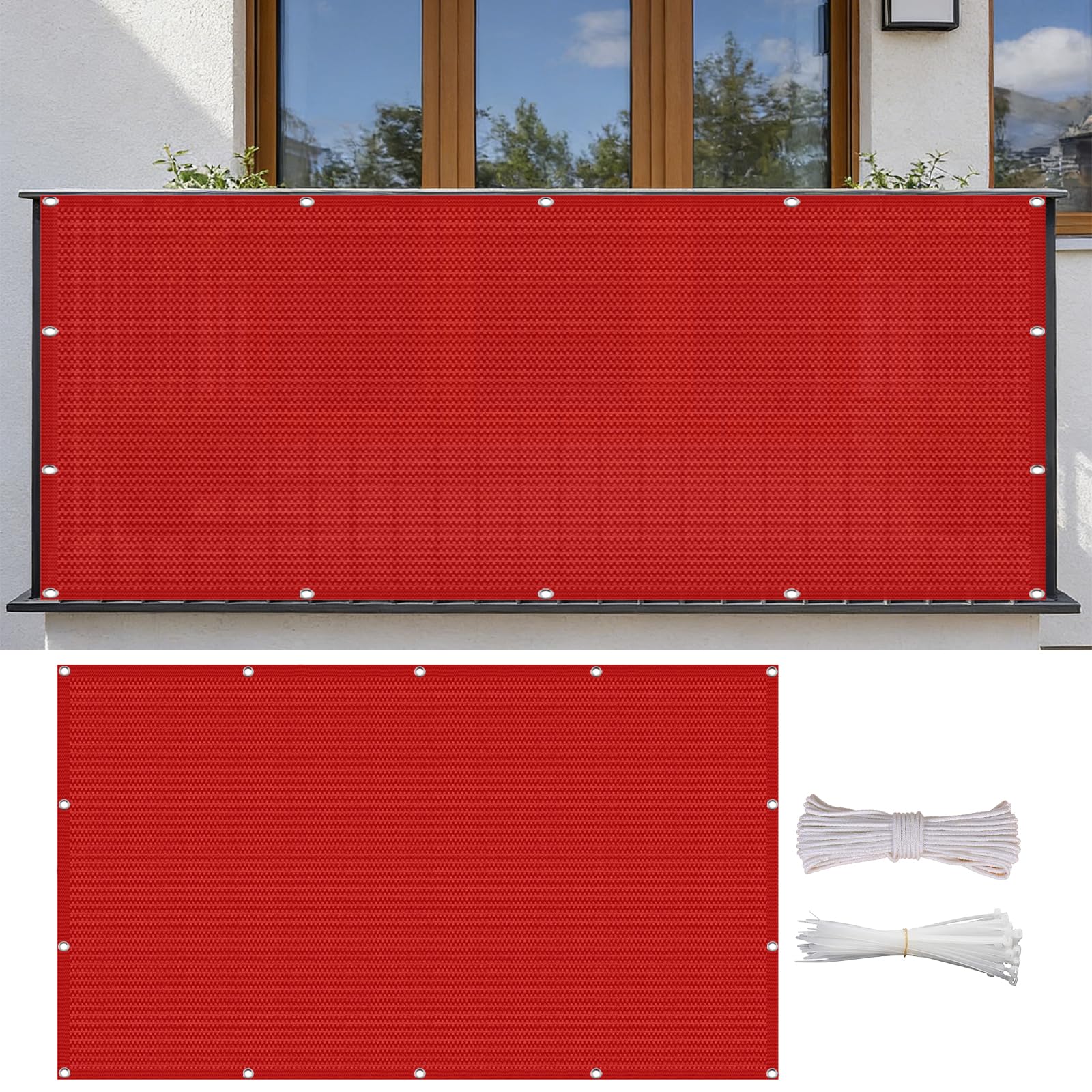 Brise-vue anti-UV et respirant en HDPE bâche de balcon avec attaches