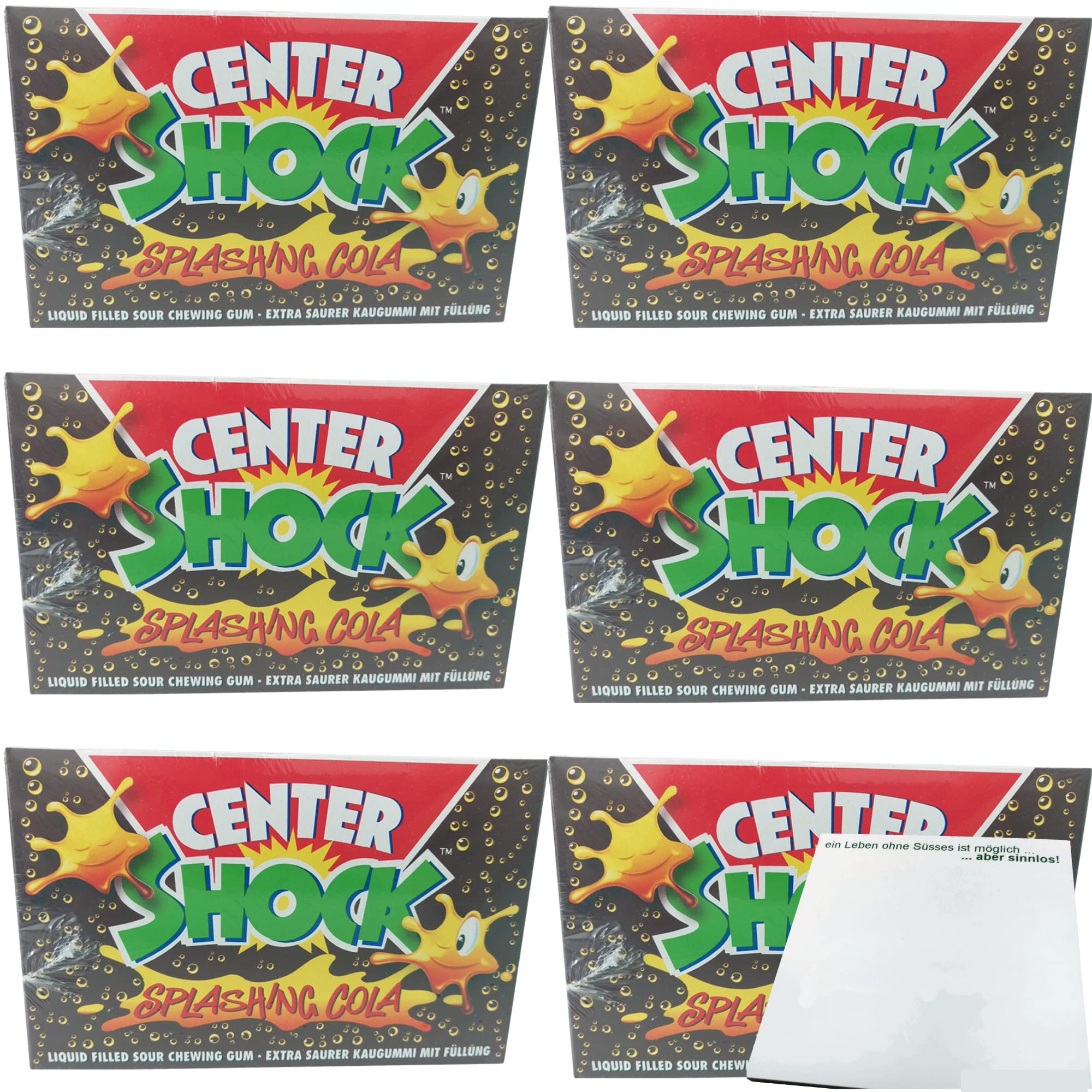 Center Shock Kaugummis Cola extra sauer 600 Stück (6x400g Packung) + usy Block