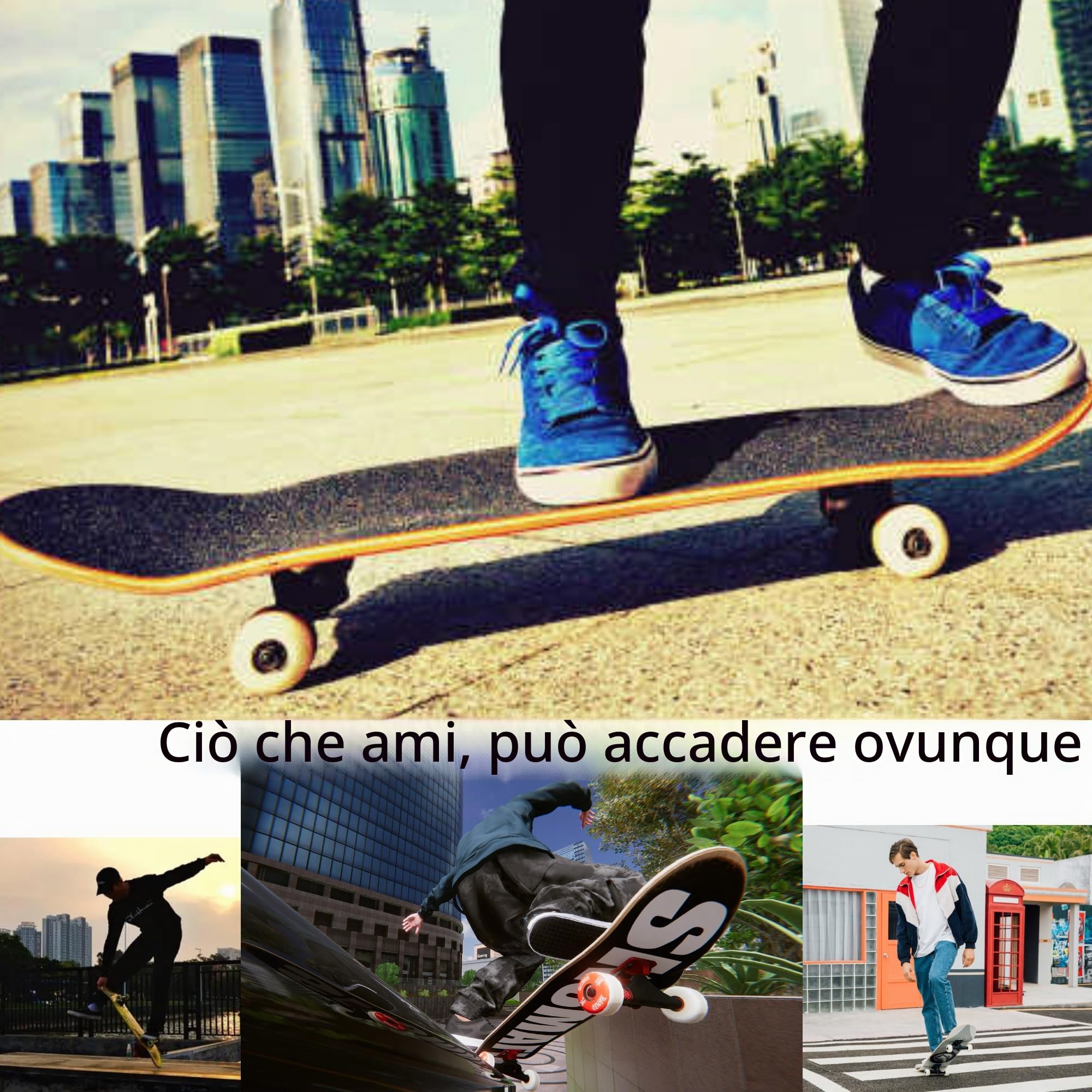 Skateboard personalizzato da 78,7 x 20,3 cm standard concavo cruiser trucco personalizzato per principianti, bambini, adolescenti, adulti - Carica immagini o testo, privato personalizzato