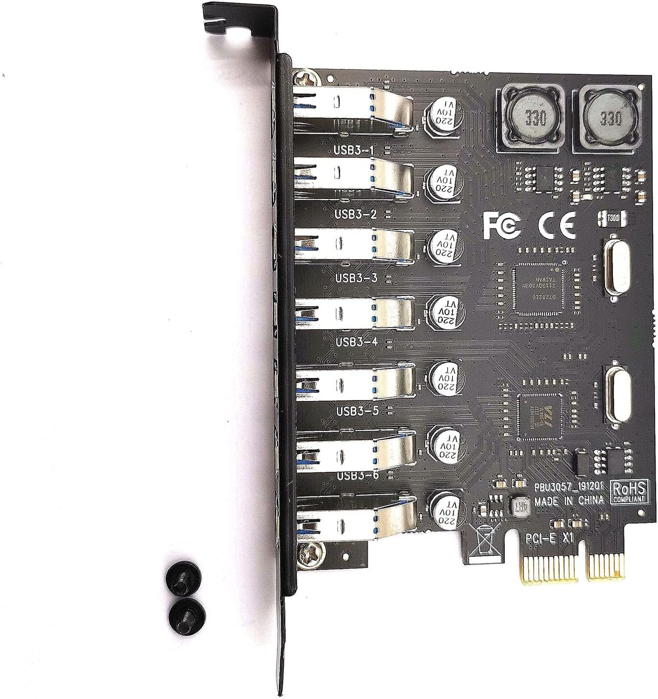 DEVMO USB 3.0 PCI-E Expansion Card 7 Ports USB 3.0 Hub Adapter External Controller PCI Express Extender Adapter Card for Desktop