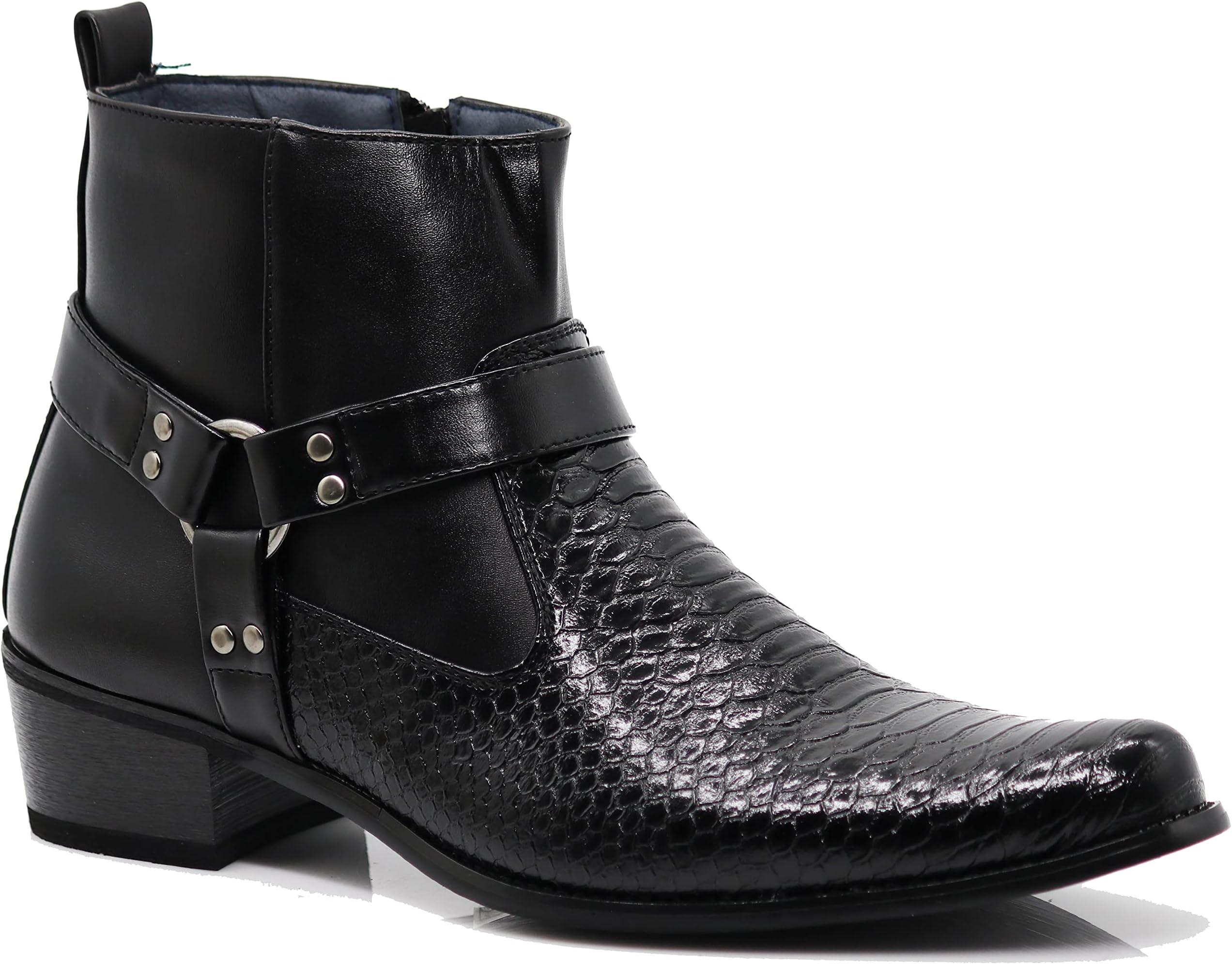 Enzo Romeo WT10 Men's Western Cowboy Motorcycle Ankle Boots black Size: