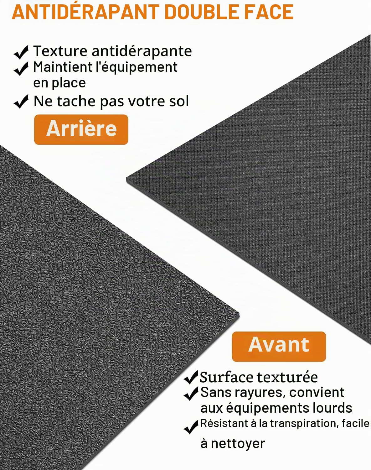 Tapis de protection de sol pour tapis de course, tapis de sol de gym, équipement d'exercice 152 cm × 76 cm × 6 mm d'épaisseur pour vélo d'appartement, vélo de spinning, banc de musculation, équipement