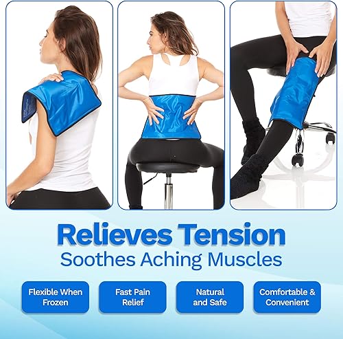 Miniatura 4 de Paquete de 4 paquetes de gel de hielo reutilizables XXL para frío y calor para lesiones  Compresa fría, paquete de hielo, paquetes de gel de hielo,